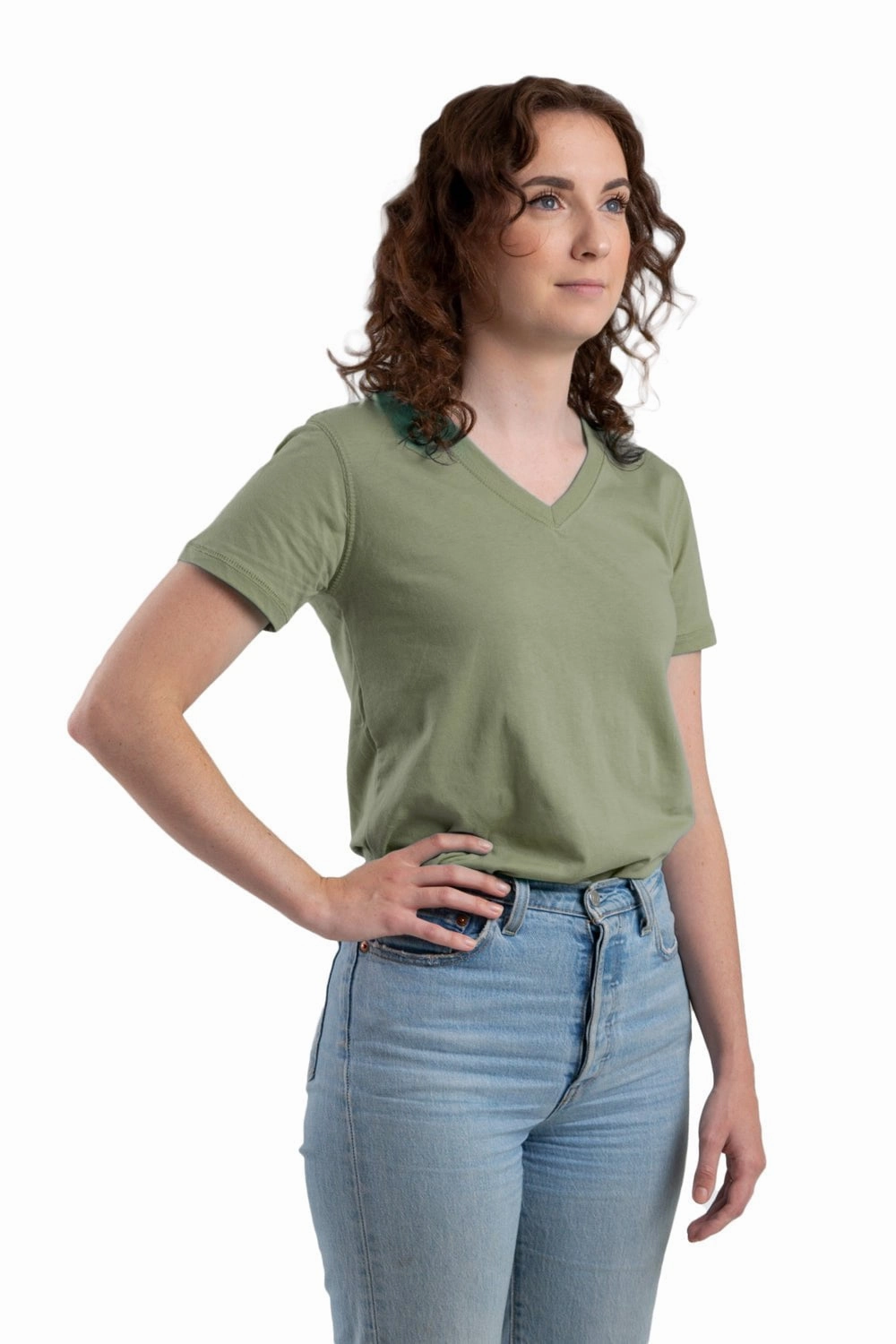 Berne Lichen Cotton Blend Womens Performance V-Neck Tee S/S Adjustable Cuffs