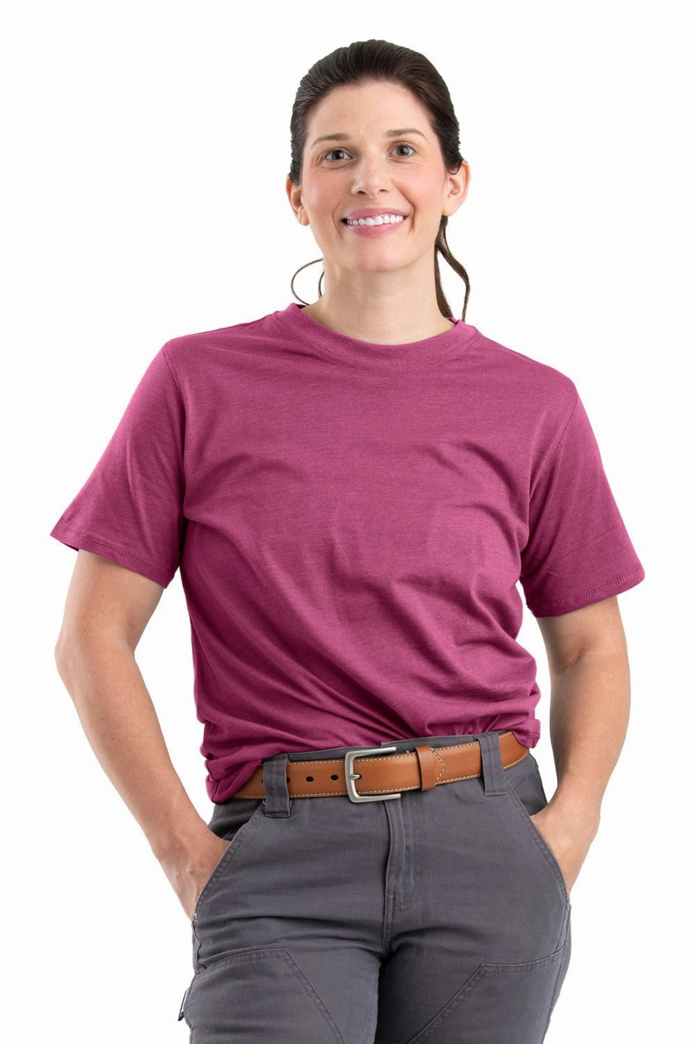 Berne Light Magenta Cotton Blend Womens Performance Tee S/S Plus Size Premium Pima Cotton