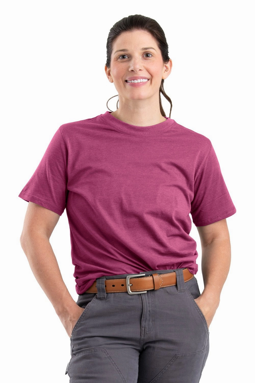 Cruise Collection Easy Care Berne Light Magenta Cotton Blend Womens Performance Tee S/S