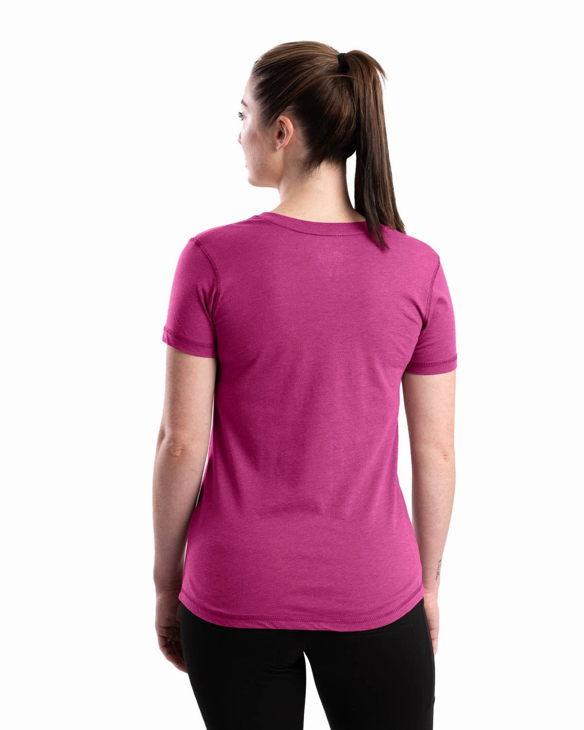 Quick-Dry Edgy style Berne Light Magenta Cotton Blend Womens Performance V-Neck Tee S/S
