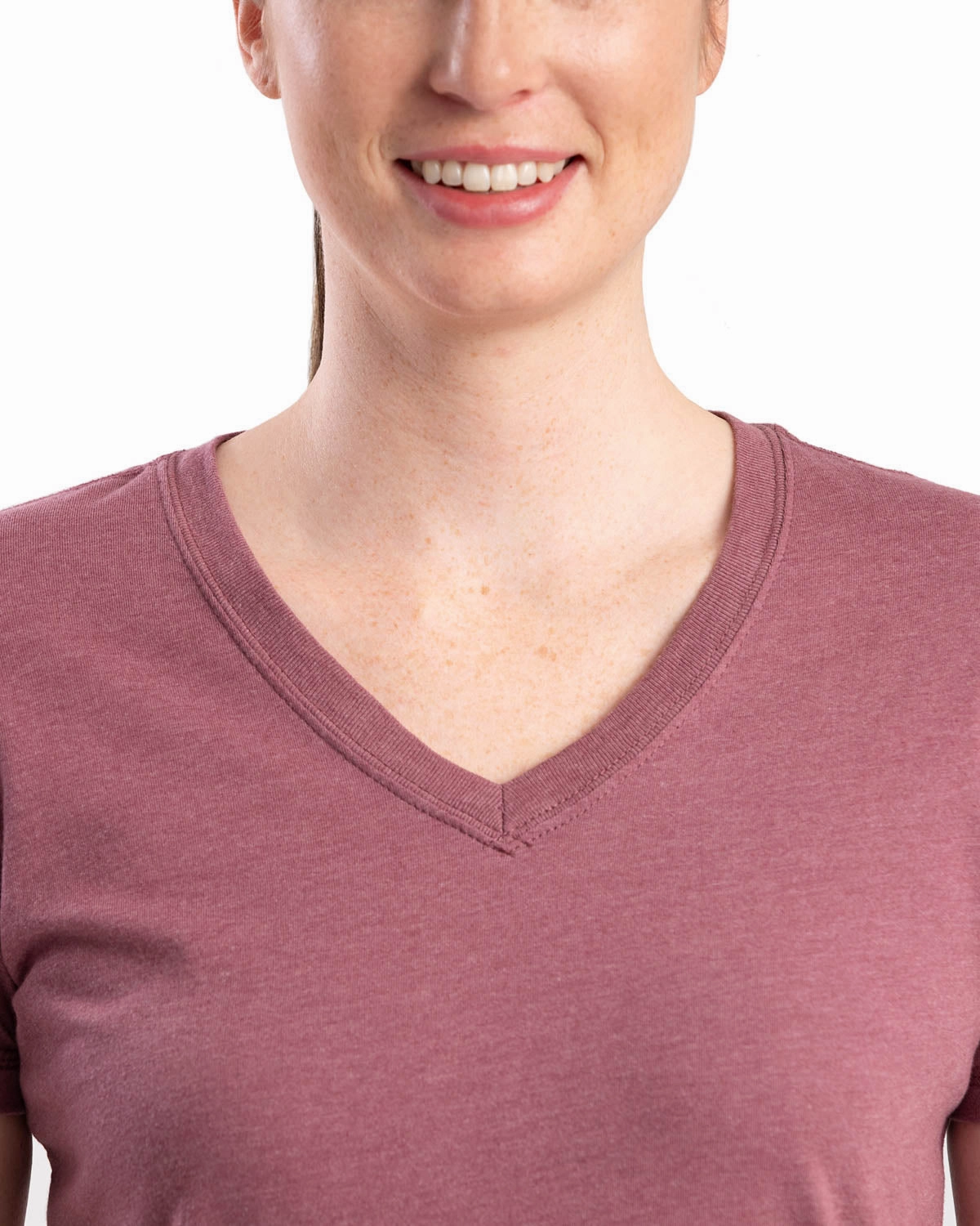 Stylish Design Affordable Fashion Berne Mauve Cotton Blend Ladies Lightweight Performance V-Neck S/S