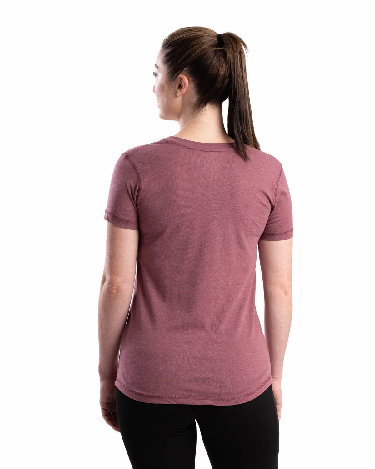 Berne Mauve Cotton Blend Ladies Lightweight Performance V-Neck S/S High-End Look