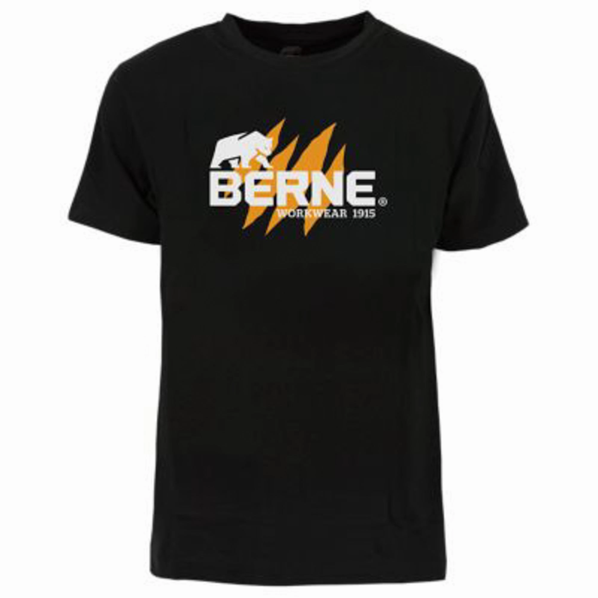 Berne Mens Black 100% Cotton Claw Mark Graphic Tee S/S Tear Resistant Reinforcement