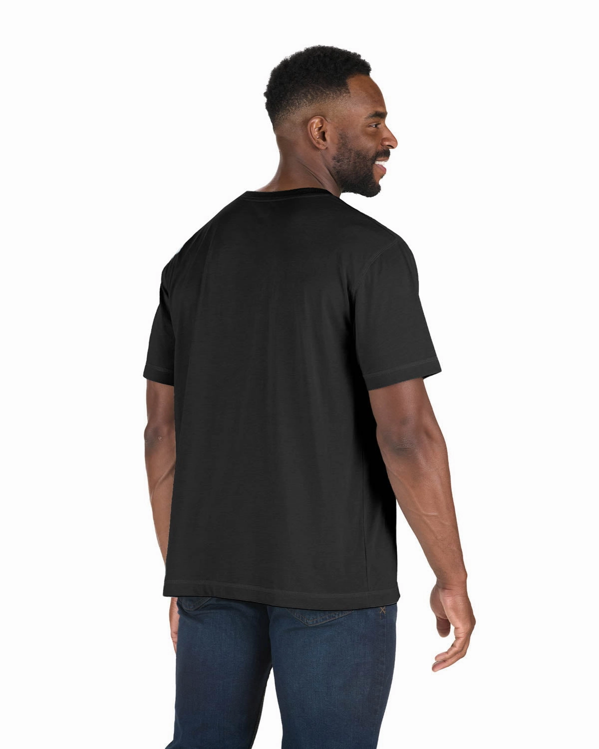 Berne Mens Black Cotton Blend Light Performance Tee S/S Durable Buttons Luxurious Feel