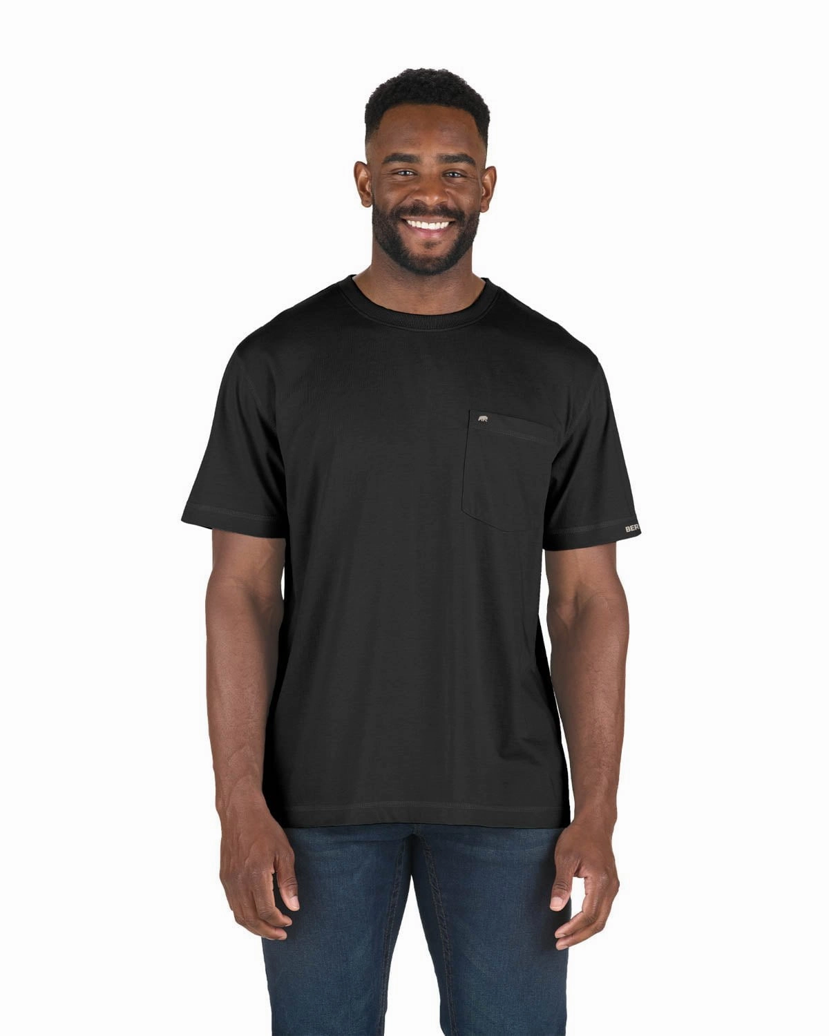 Berne Mens Black Cotton Blend Light Performance Tee S/S Versatile Clothing