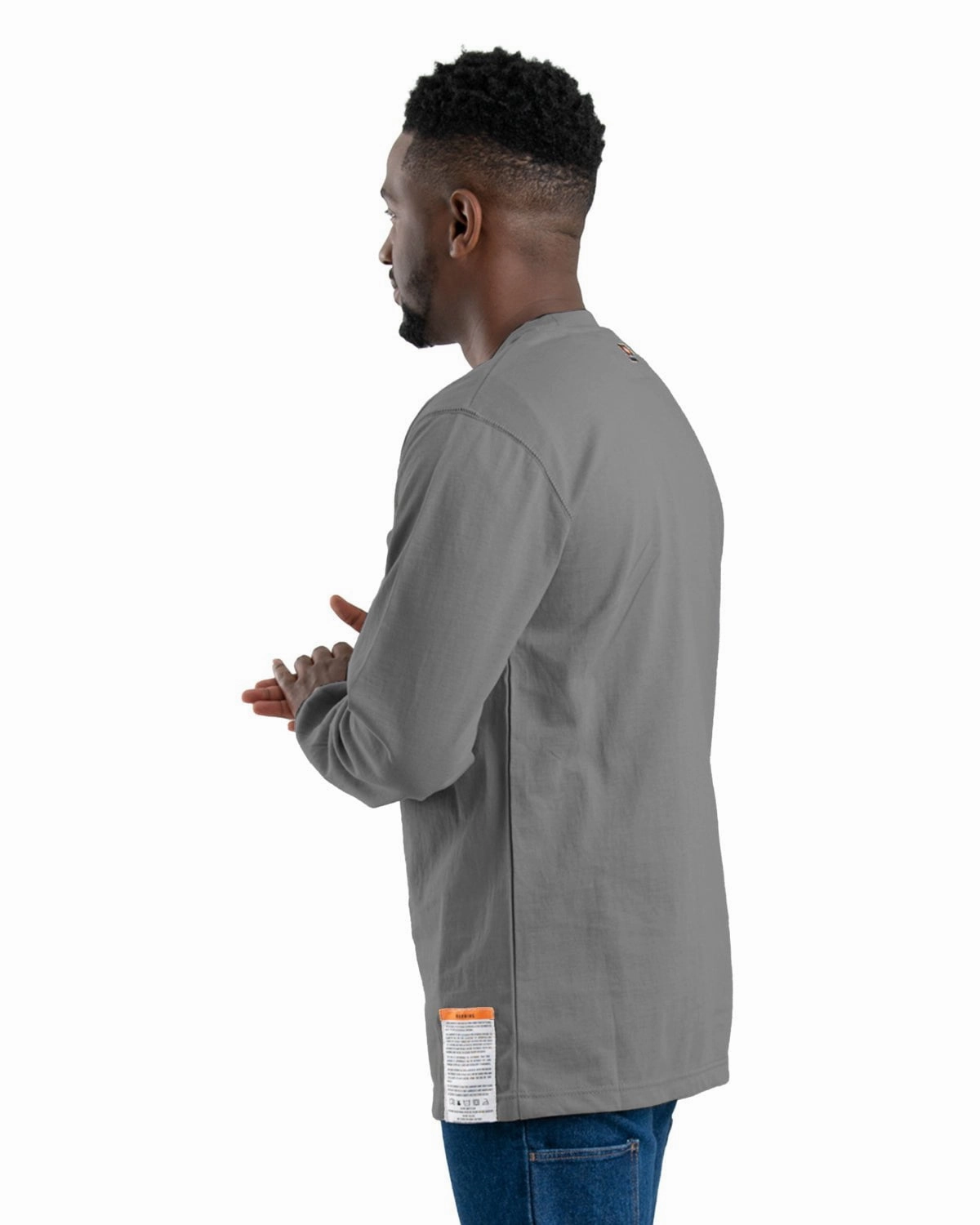 Breathable Layer Berne Mens FR Crew Neck Pocket Grey 100% Cotton L/S T-Shirt
