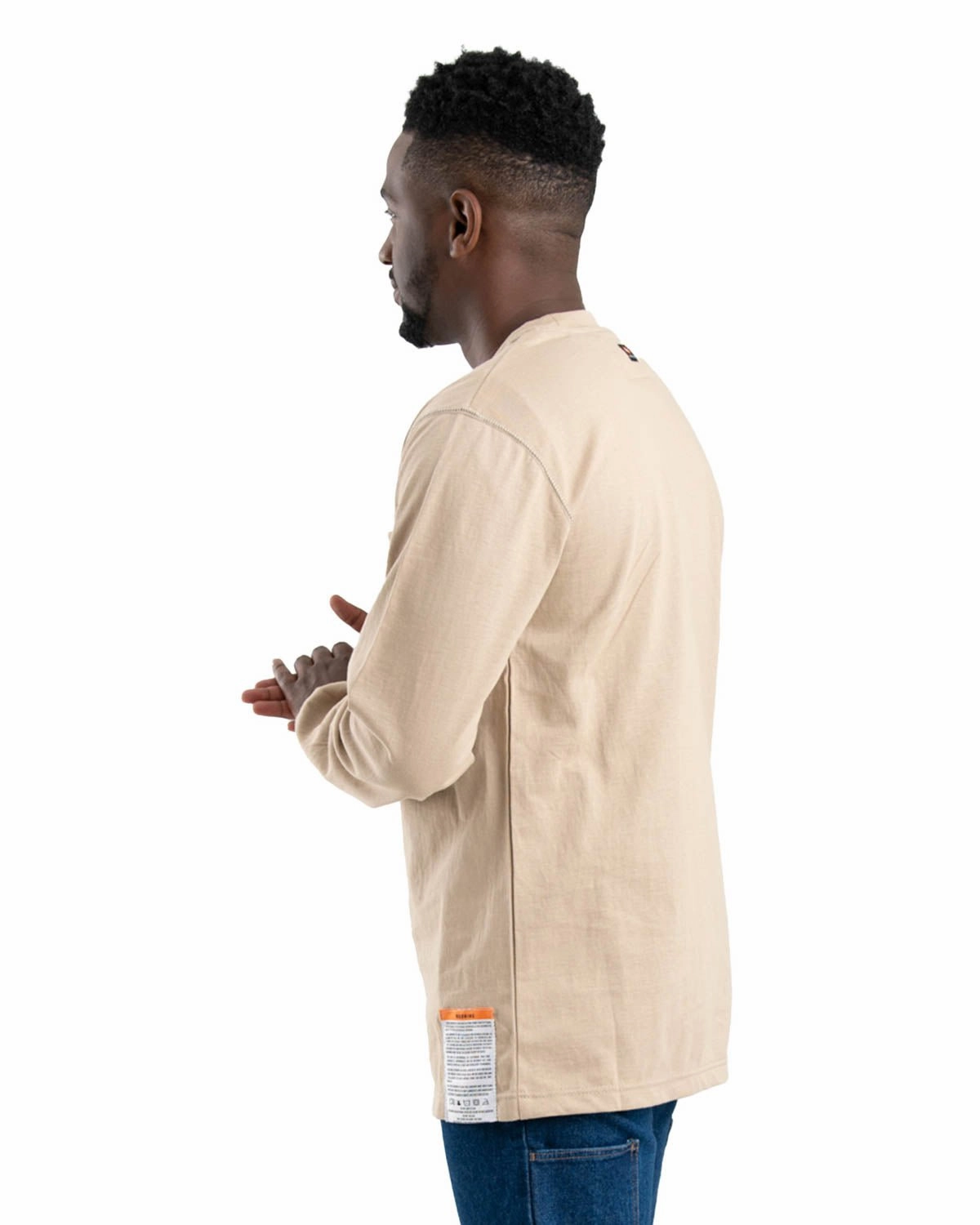 Road Trip Ready Printed design Berne Mens Khaki 100% Cotton FR Crew Neck T-Shirt S/S