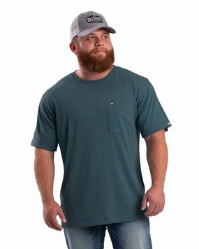 Simple Comfort Breathable Material Berne Mens Performance Pocket Tee Tapestry Blue Cotton Blend S/S T-Shirt