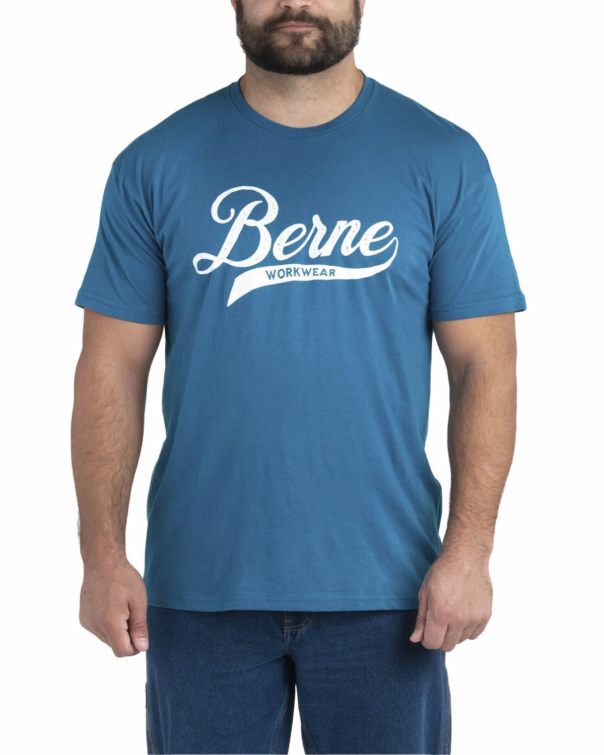 Berne Mens Riptide Cotton Blend Script Tee S/S Layer Ready Fit Linen blend