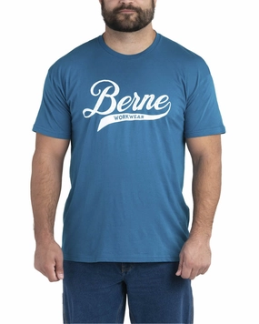 Berne Mens Riptide Cotton Blend Script Tee S/S Sleek Performance Fit