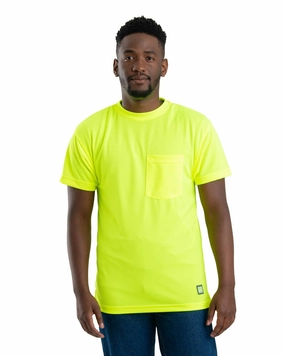 Smooth Cotton Blend Berne Mens Yellow Polyester Enhanced Visibility S/S Tee S/S