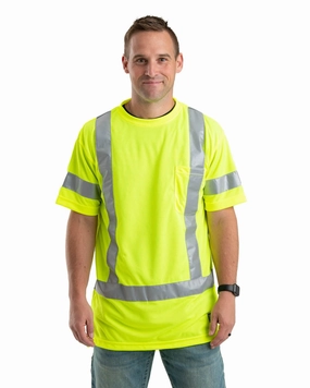 Durable Texture Berne Mens Yellow Polyester Hi-Vis Class 3 Performance S/S