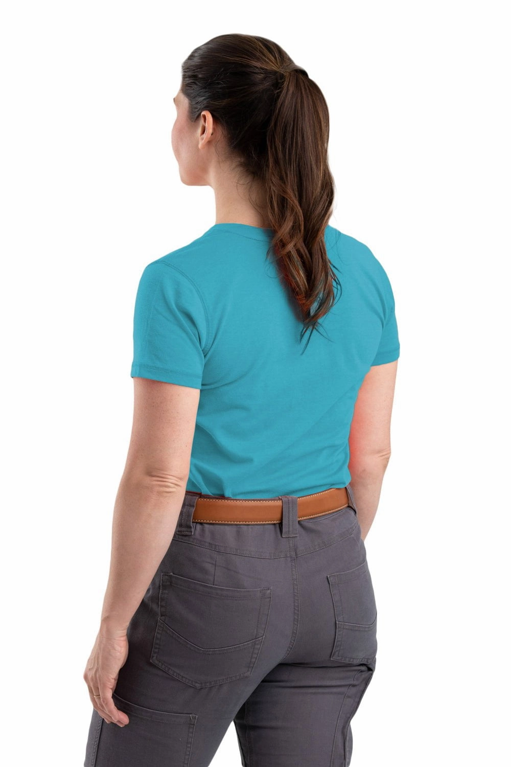 Denim Blend Berne Scuba Blue Cotton Blend Womens Performance V-Neck Tee S/S