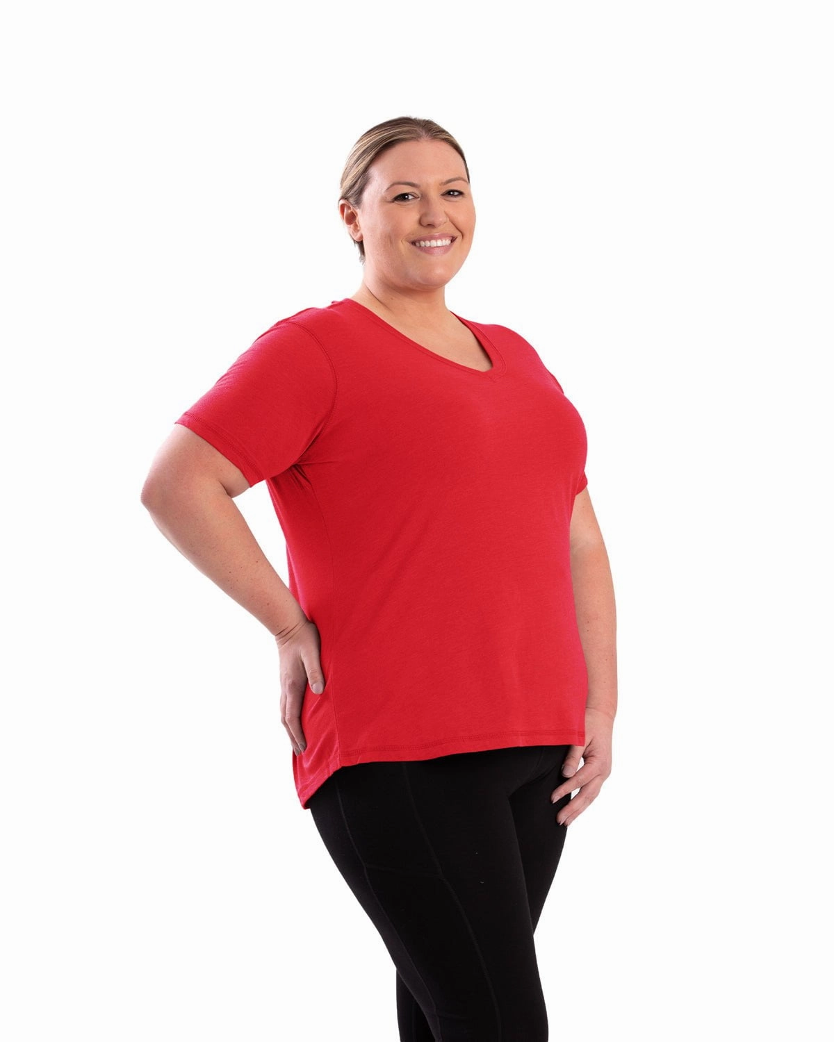 Loose Comfort Berne Womens Performance V-Neck Tomato Cotton Blend S/S T-Shirt