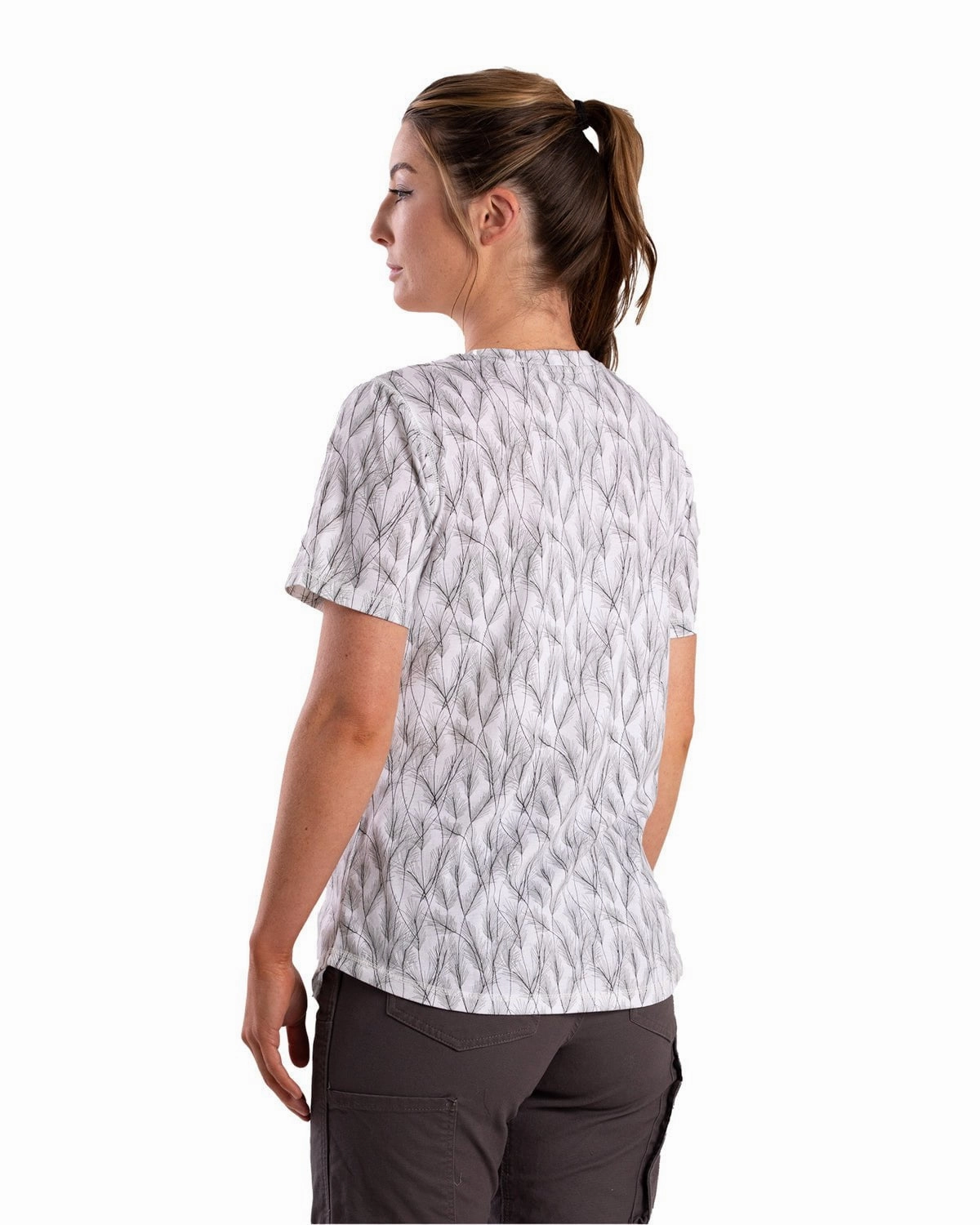 Local Favorite Berne Womens Performance V-Neck Wheat Print Cotton Blend S/S T-Shirt