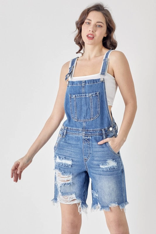 Tie Dye Style Neutral Wear Bettie Bermuda Overalls S-XL
