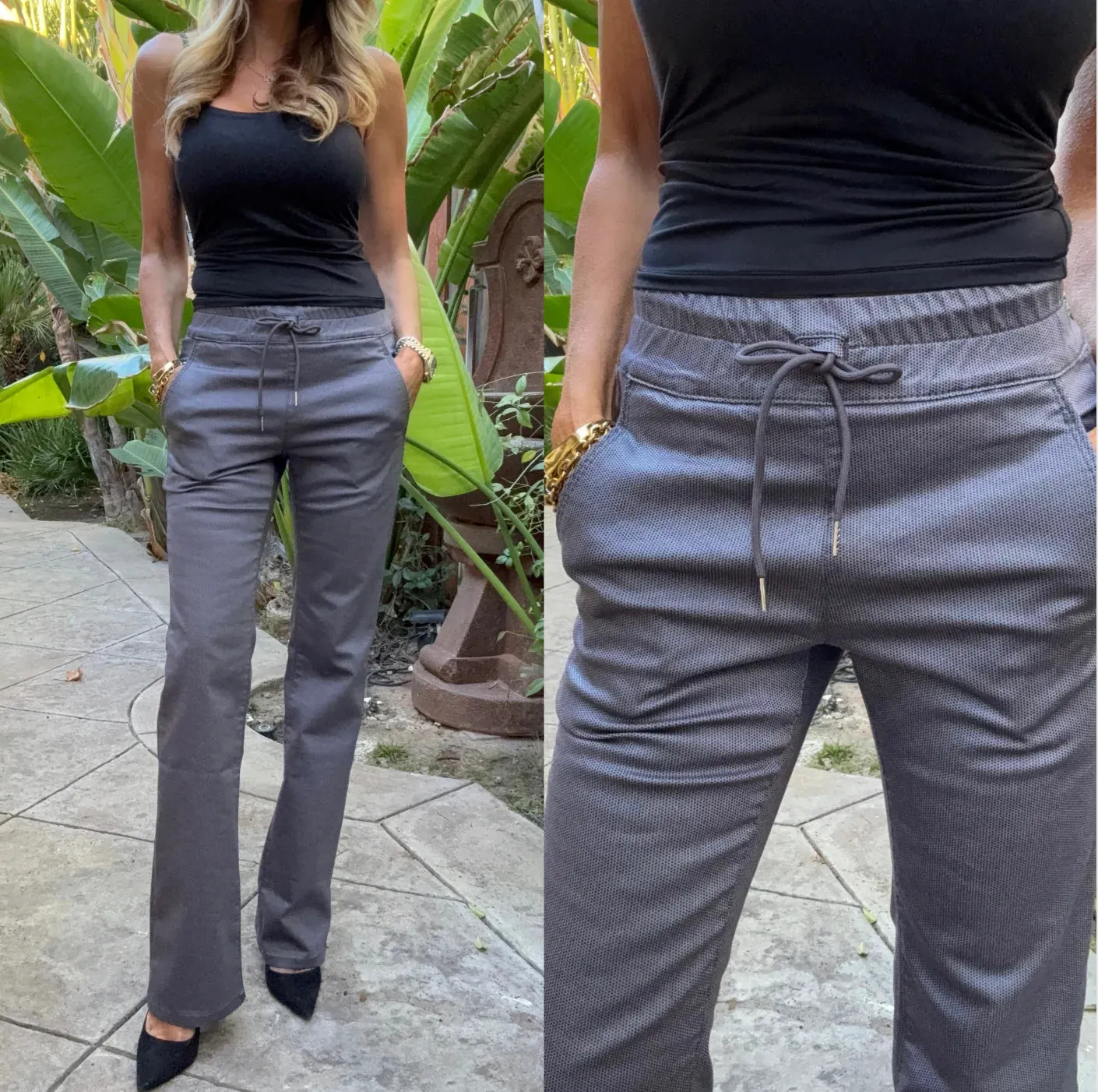 Body Sculpting Stylish Layers Bevy Flog Loren Pants - Gray Specks