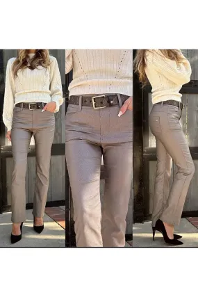 Bevy Flog Novel Pants - Taupe Shimmer ElasticWaistband