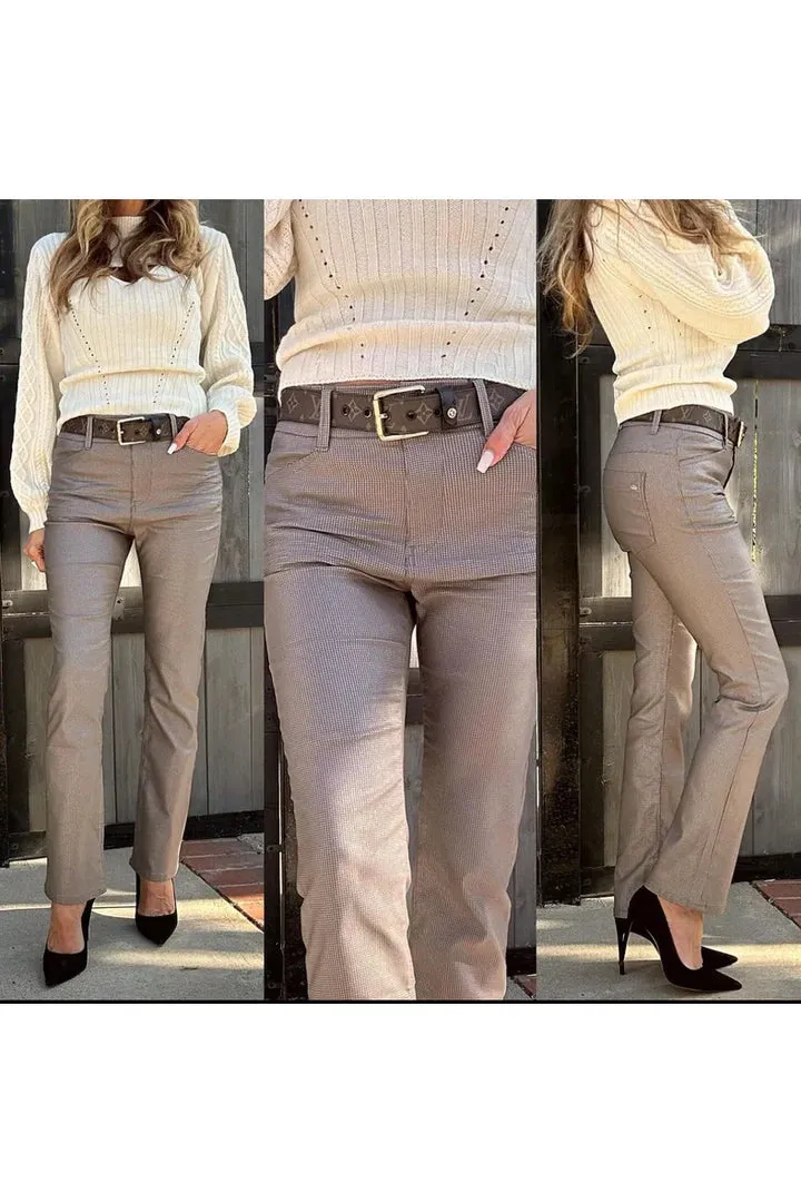 Bevy Flog Novel Pants - Taupe Shimmer ReinforcedStitching Classic Cut