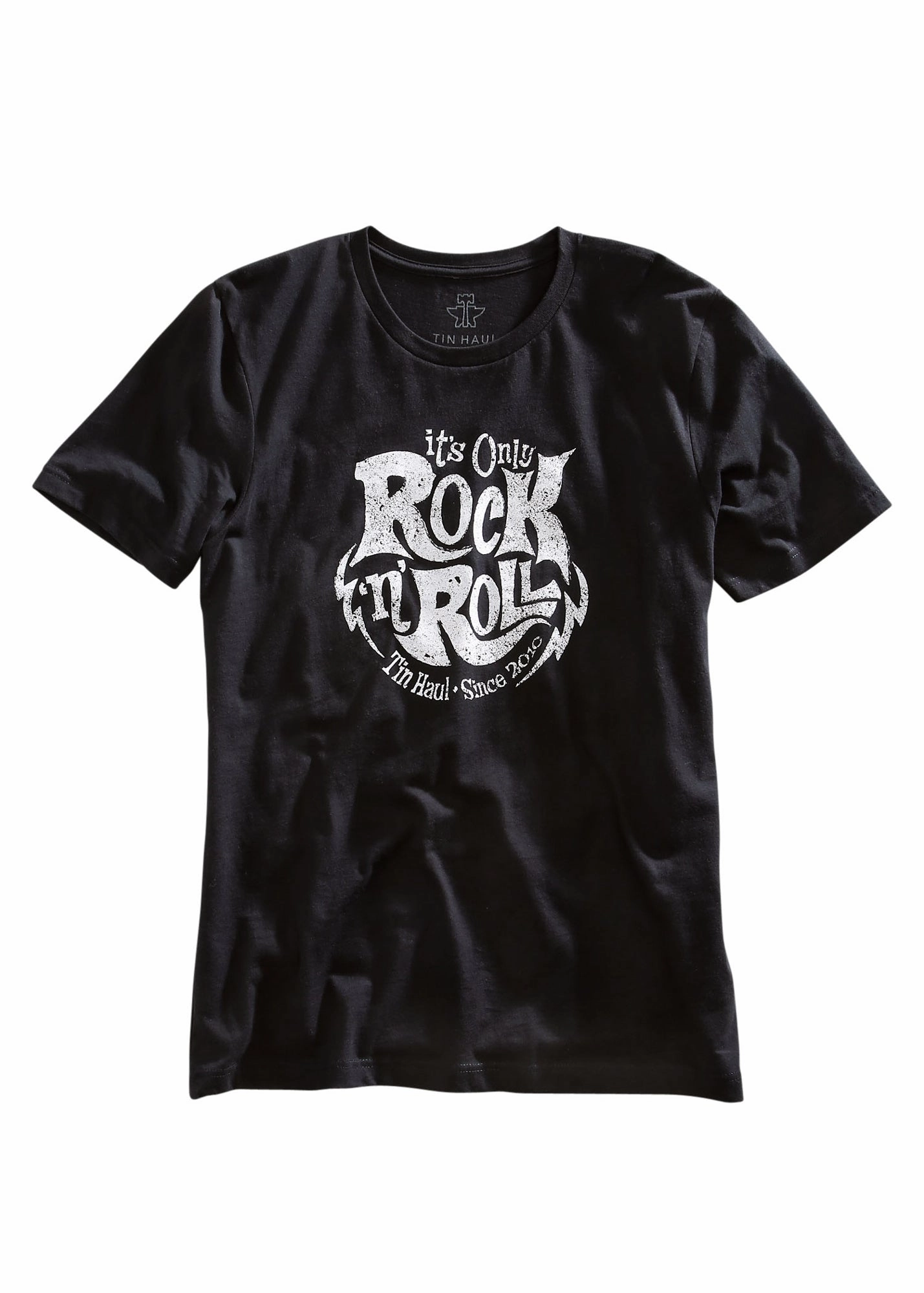 Tin Haul Unisex Black 100% Cotton Its Only Rock n Roll S/S T-Shirt Trendy Outfit Fashionable Pick