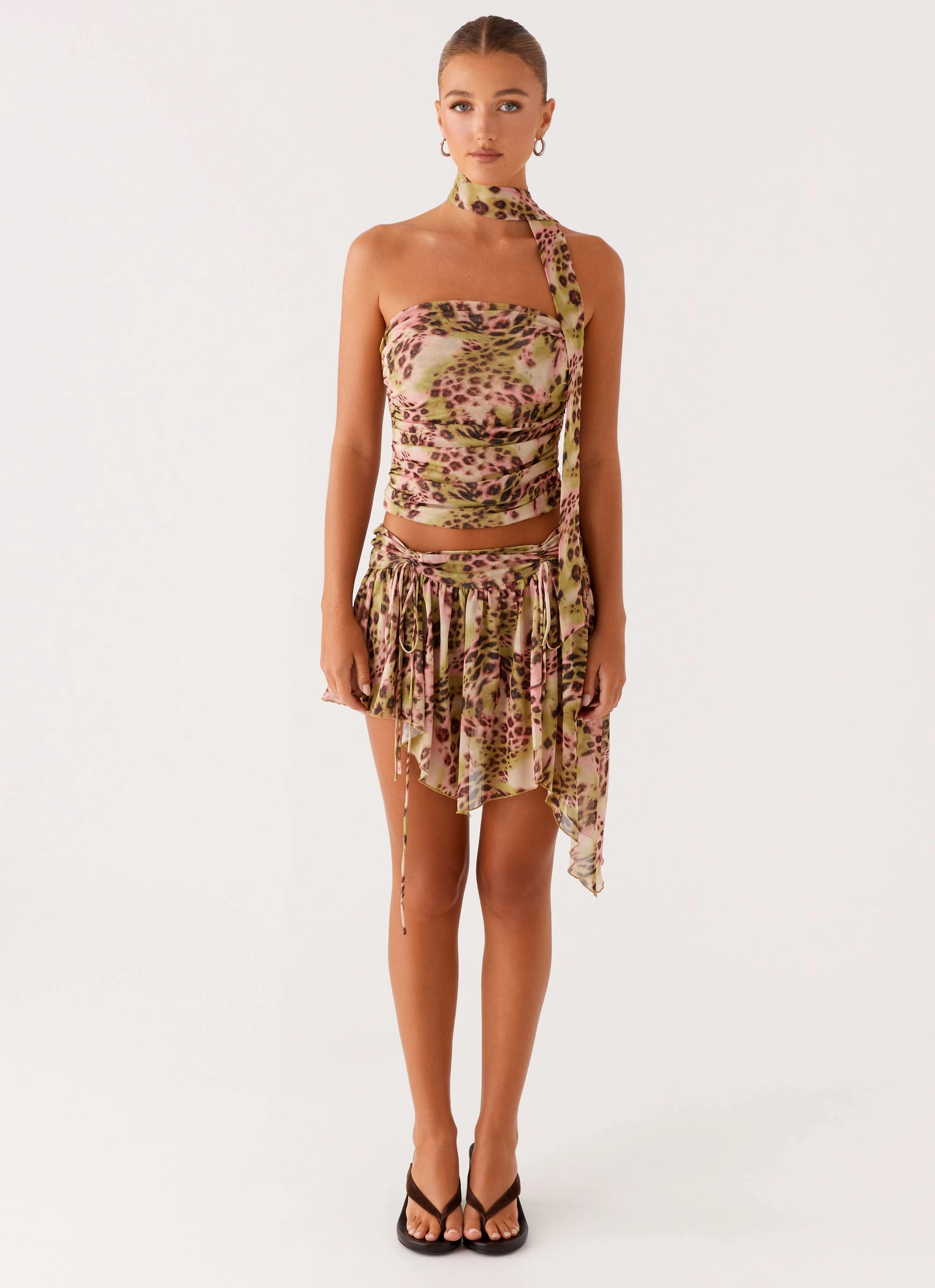 Hot Like Me Scarf Top - Swirl Leopard YarnDyed Stripes Self Cleaning Coating