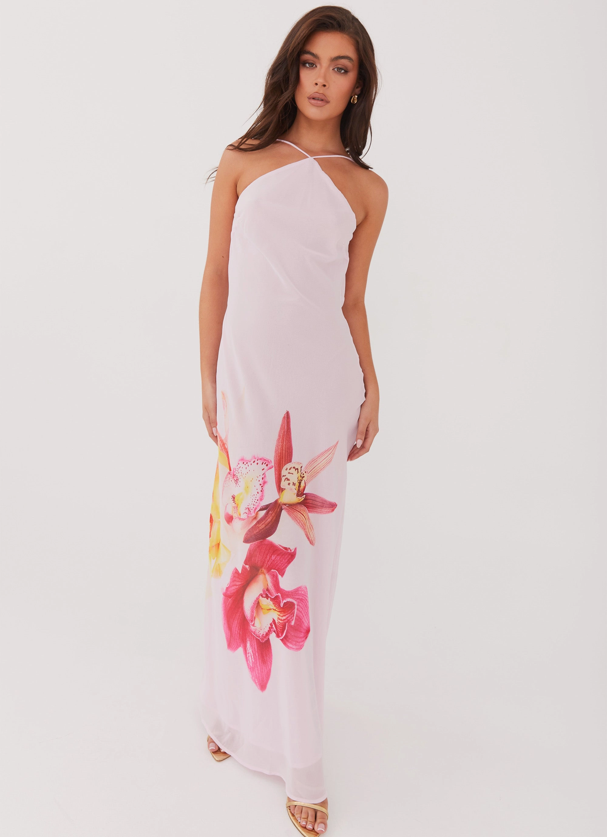 Classy Look Blossom Hearts Maxi Dress - Pink Peony