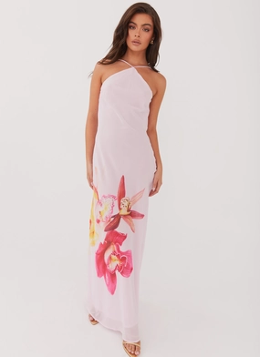 Classy Look Blossom Hearts Maxi Dress - Pink Peony