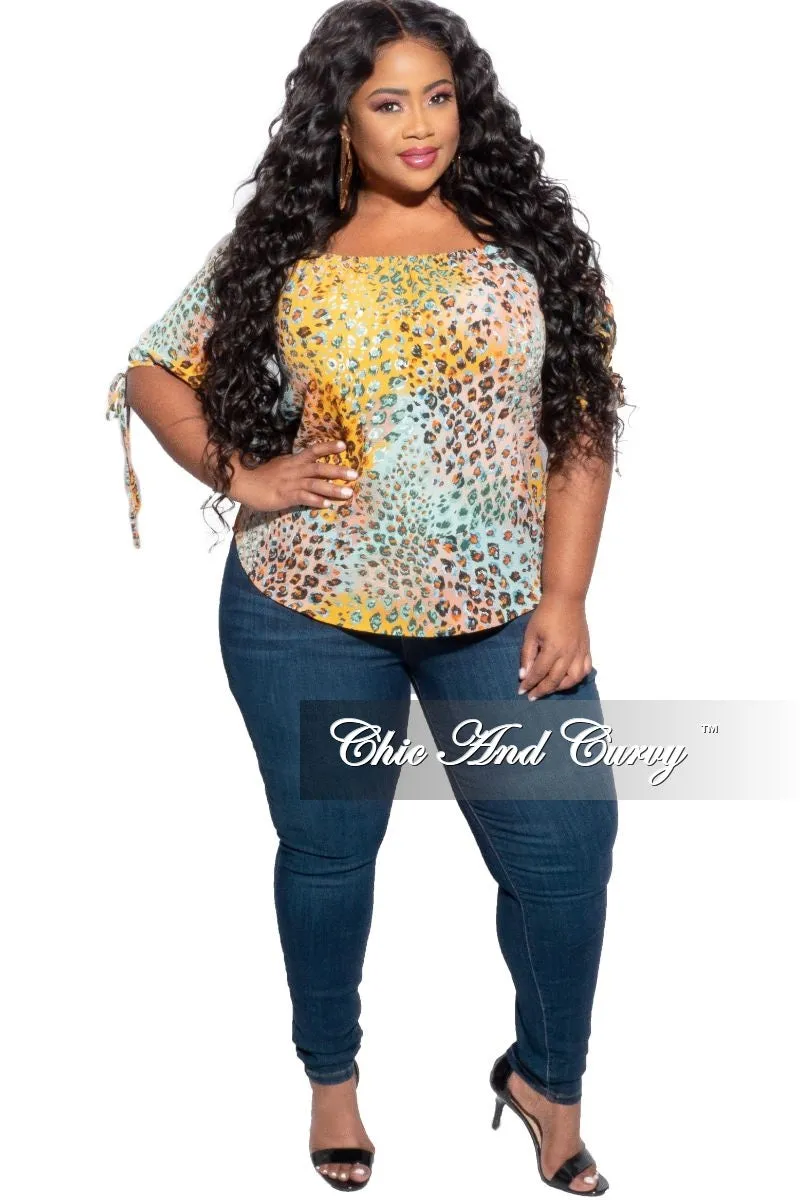 Casual Comfort Wear Final Sale Plus Size Off The Shoulder Top in Multicolor Animal Print