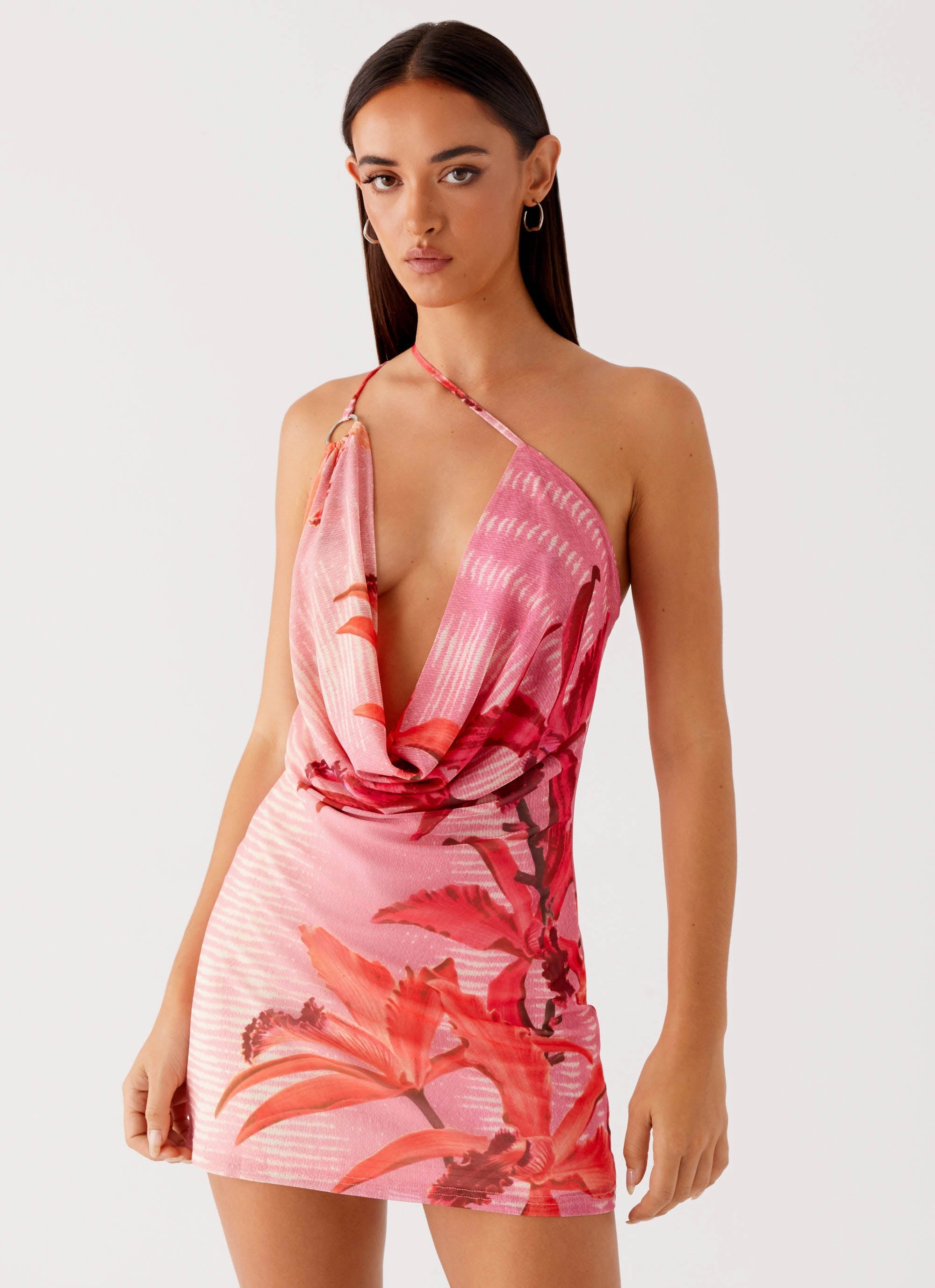 Bohemian Bliss Mesh Mini Dress - Tropical Pink Print Lounge Comfort