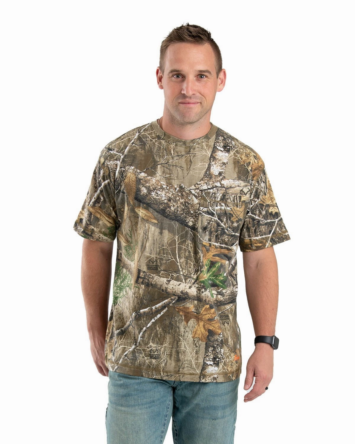 Berne Mens Realtree Edge Cotton Blend Lightweight Performance Tee S/S Seasonal Fashion Seasonal Casual