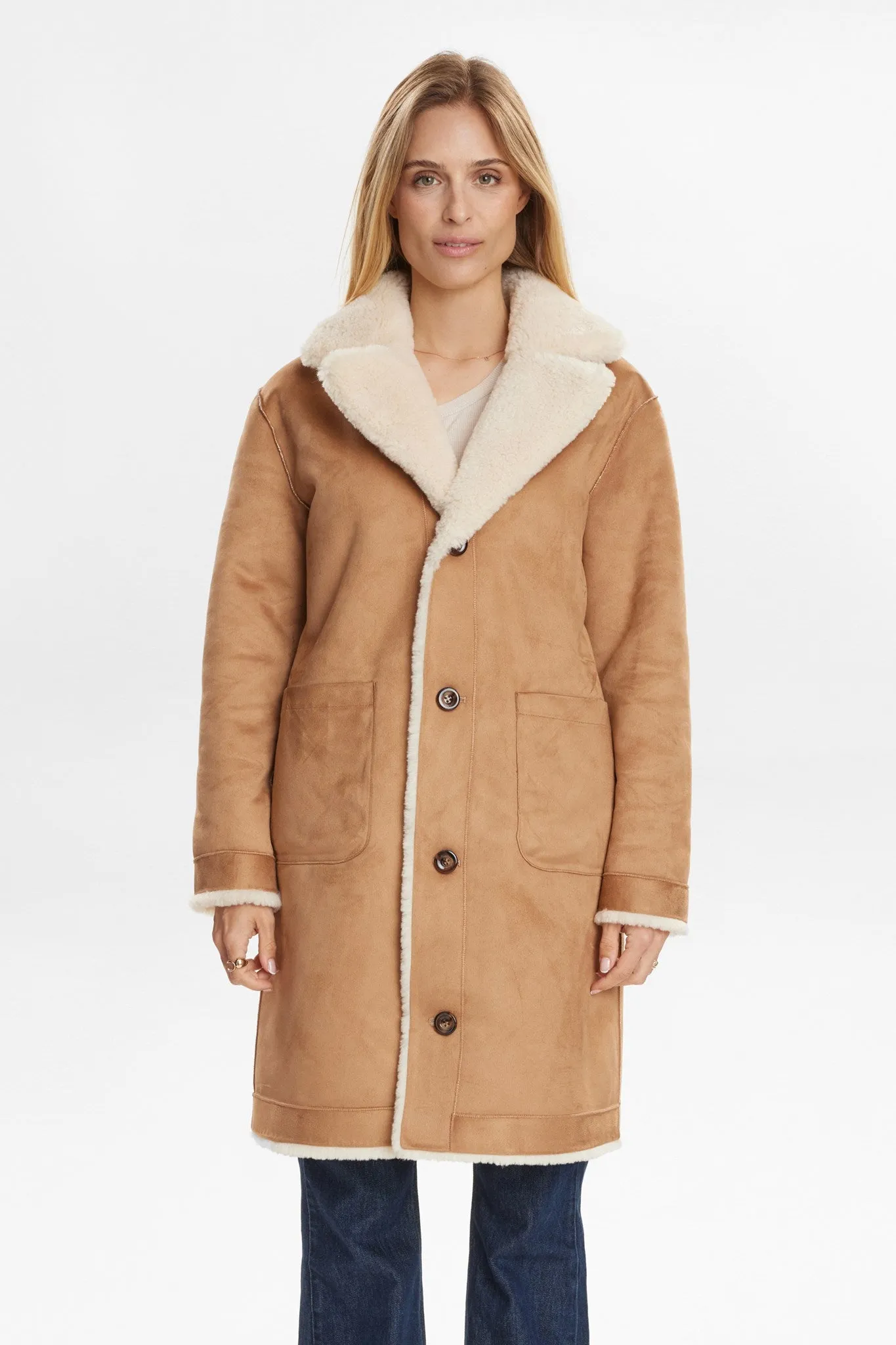 Packable Style wrinkle free finish NUELLIOT REVERSIBLE COAT - Cognac