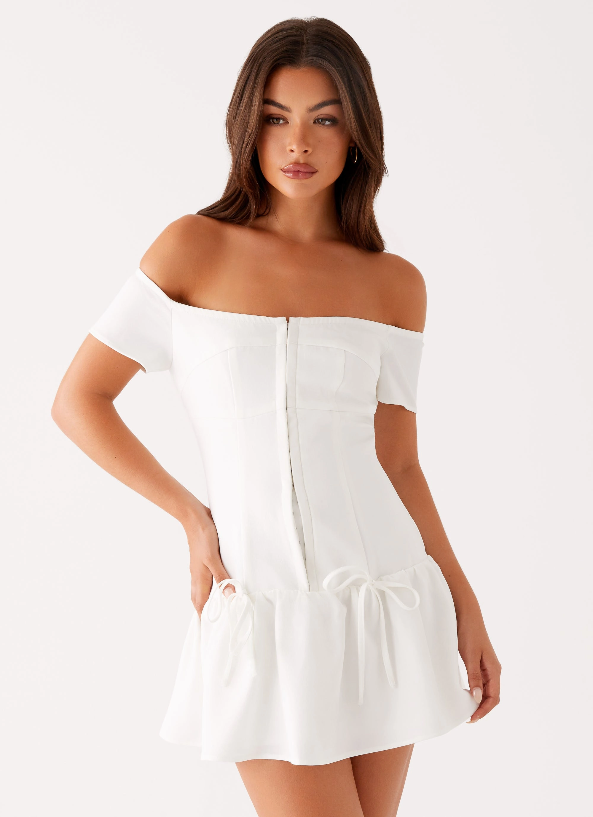 Penny Mini Dress - White Skin-friendly Pure Piece