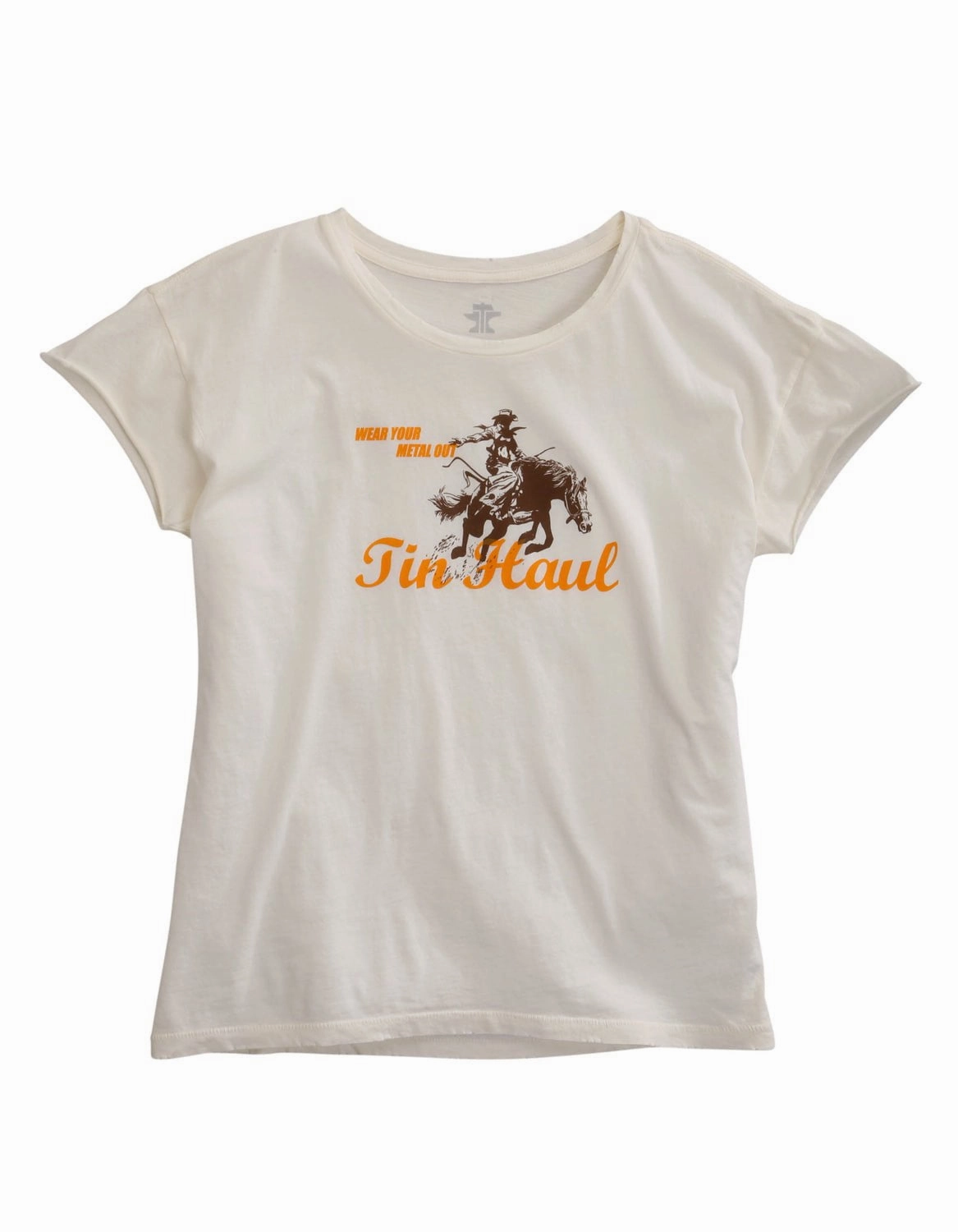 Neutral Tones Tin Haul Womens White 100% Cotton Lady Horserider S/S T-Shirt