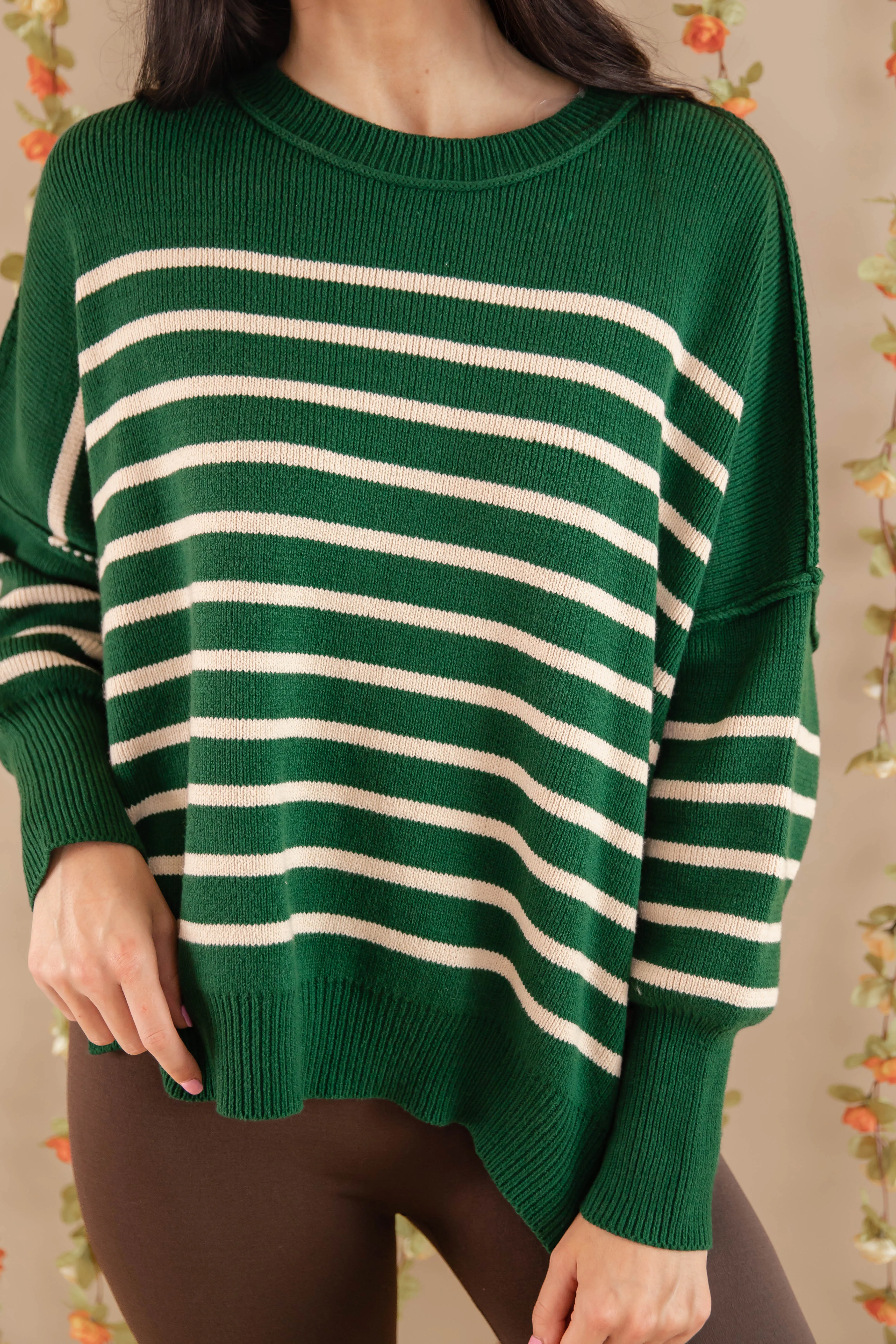 How The Story Goes Sweater-Hunter Green Versatile Layering Cut