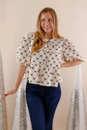 TemperatureRegulating Material Bow Down Blouse