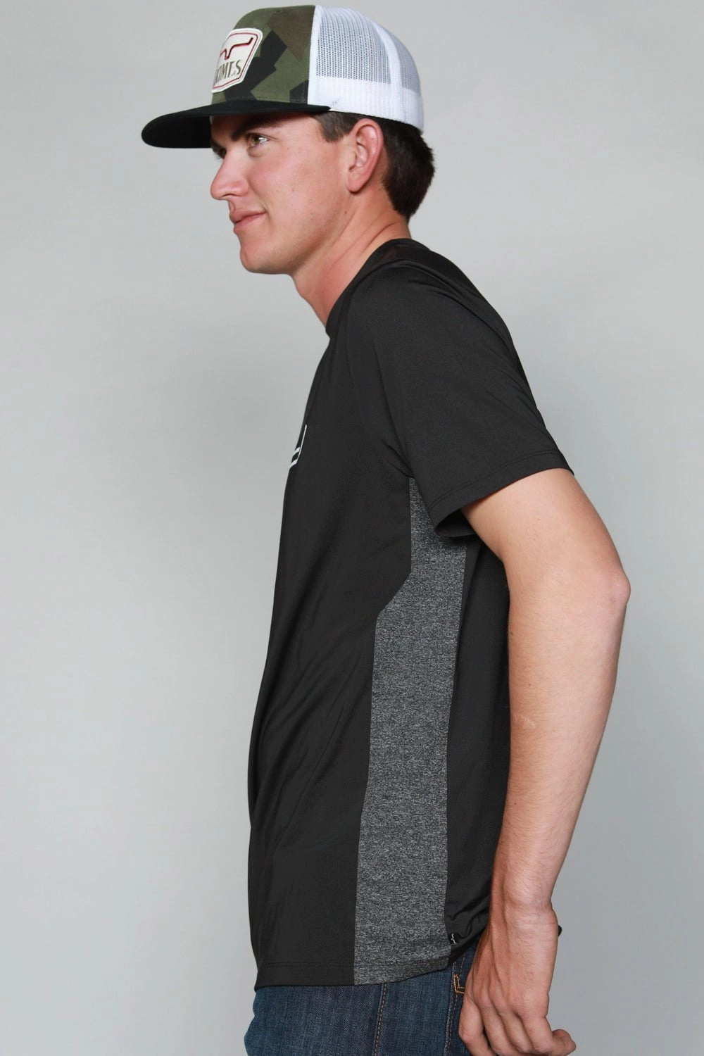 Kimes Ranch Mens Phase 2 Tech Tee Black Polyester Blend S/S T-Shirt Thermoregulating Fabric Seamless construction