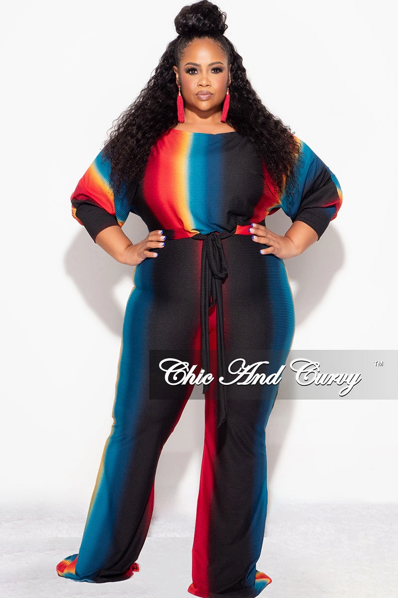 Quick Dry Technology Sport Layer Final Sale Plus Size 2pc Ribbed Tie Top and Pants Set In Black, Teal & Red