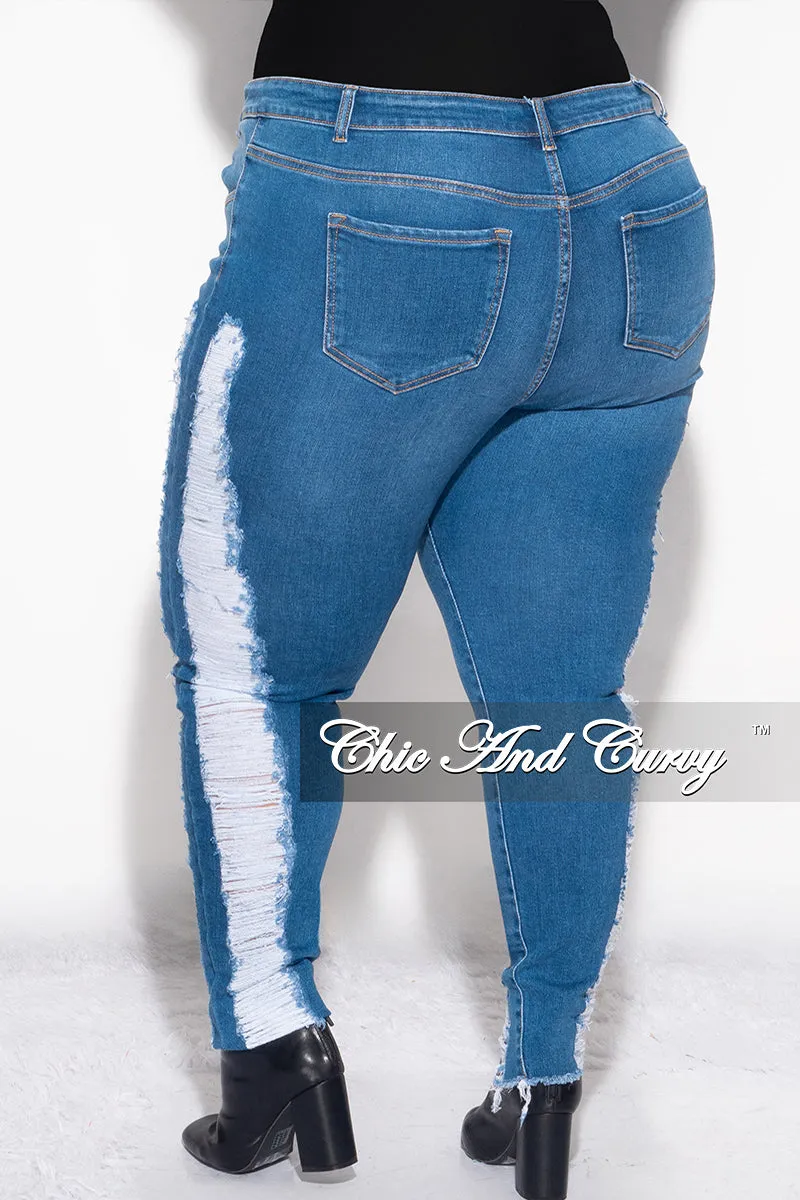 Flex Movement FadeResistantTreatment Final Sale Plus Size Jeans with Distressed Sides in Denim