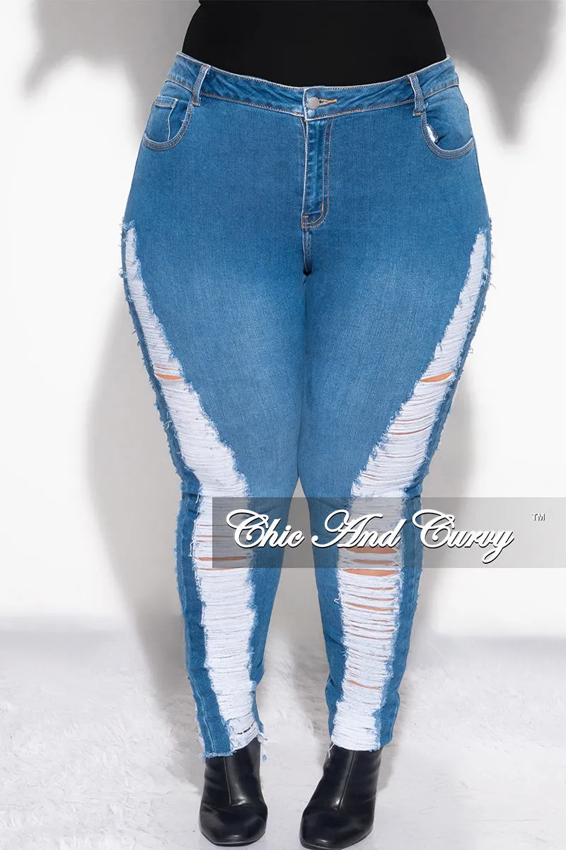 Final Sale Plus Size Jeans with Distressed Sides in Denim EcoFriendlyBlend
