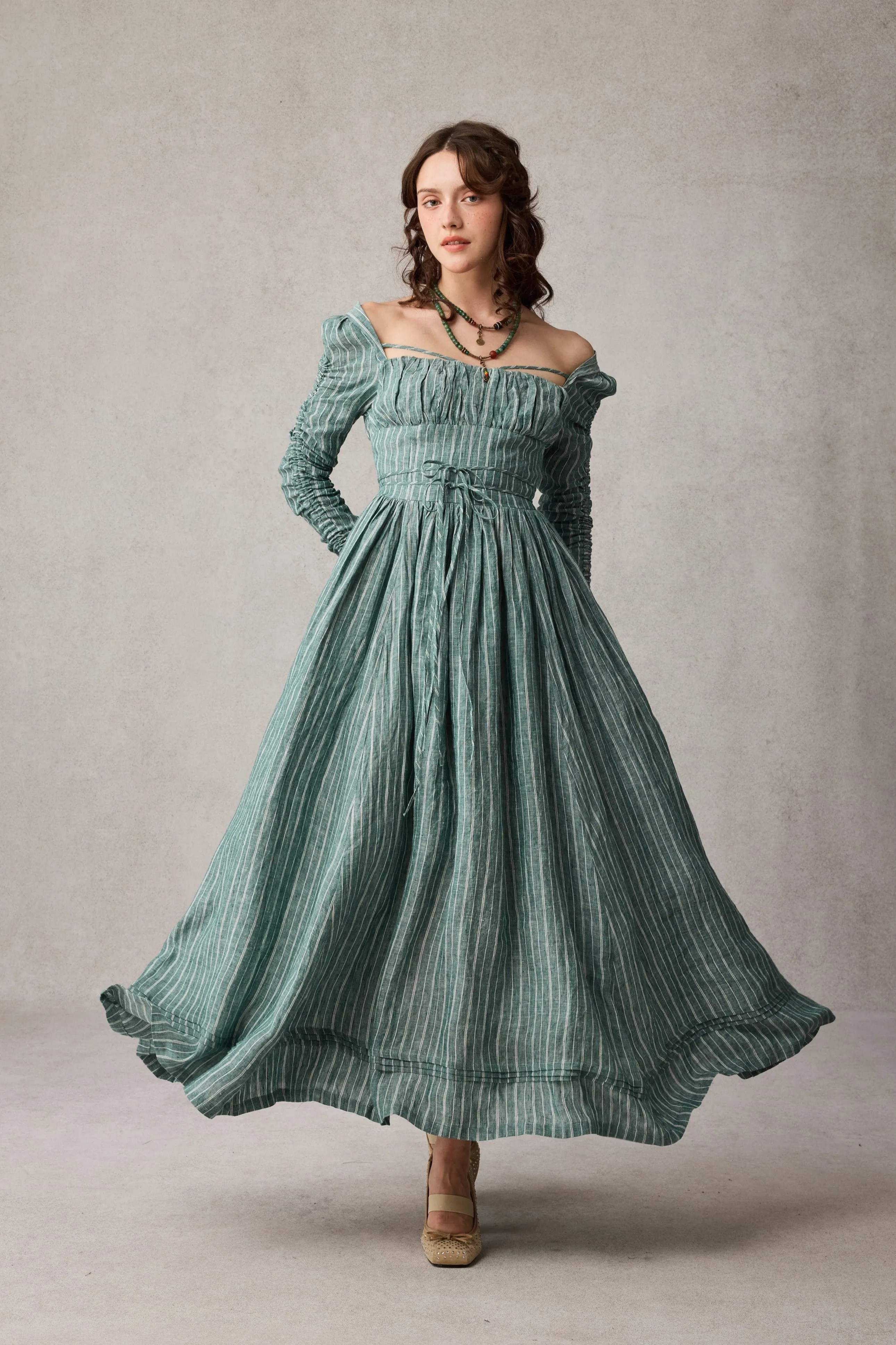 Monette 27 | Corset Linen Dress Flatlock stitching