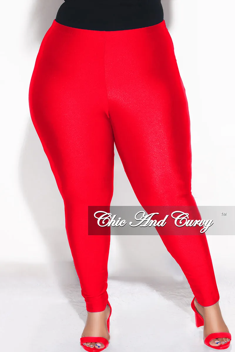 Final Sale Plus Size High Waisted Shiny Leggings in Red Smart Layering