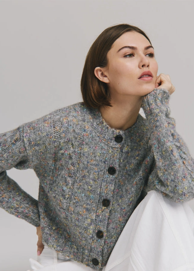 Autumn Cashmere Confetti Cable Boxy Cardigan skin friendly Thermal Insulation Knits