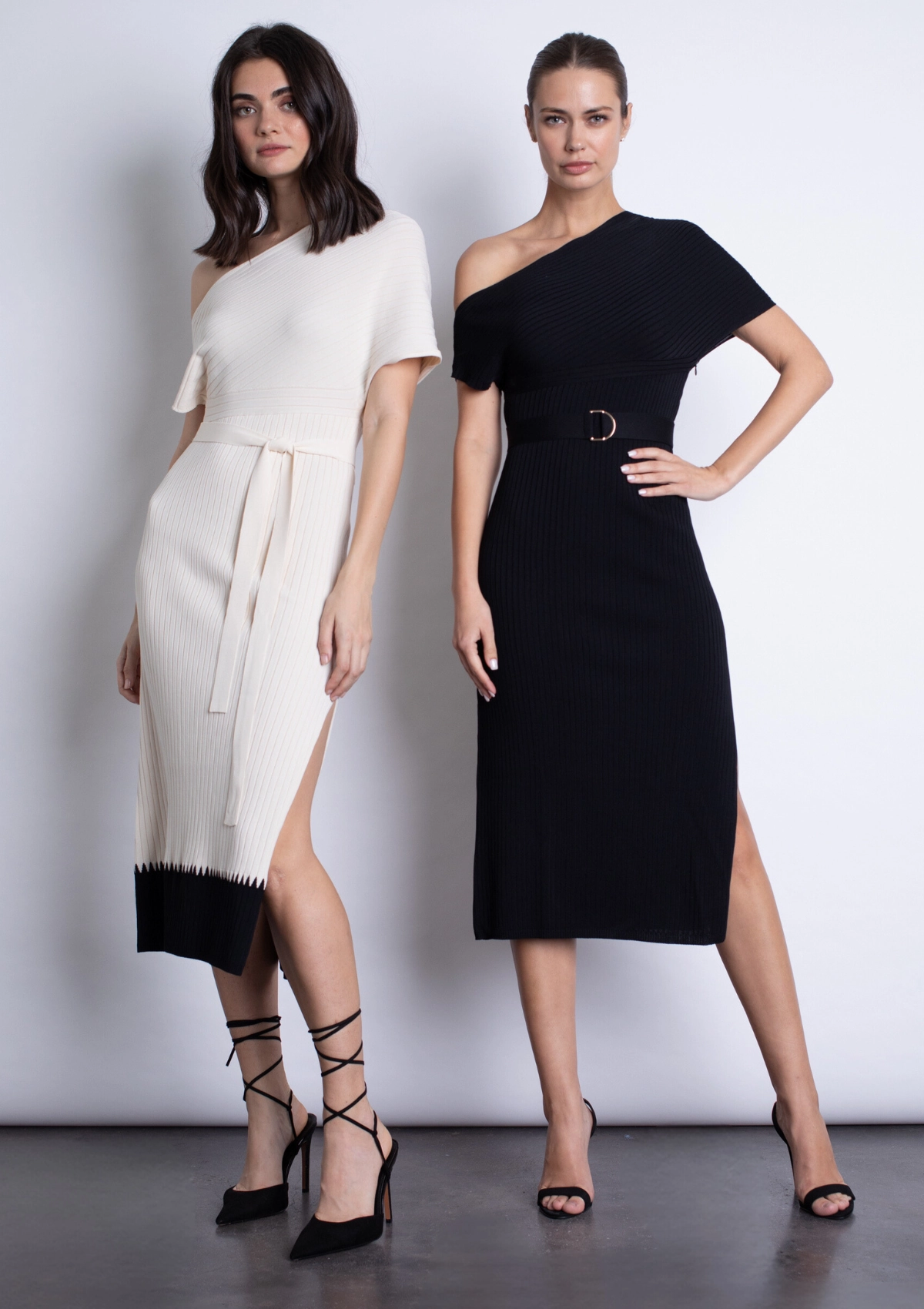 Dress-Up Style Sun-Protective Amber Knit Midi Dress - Winter White