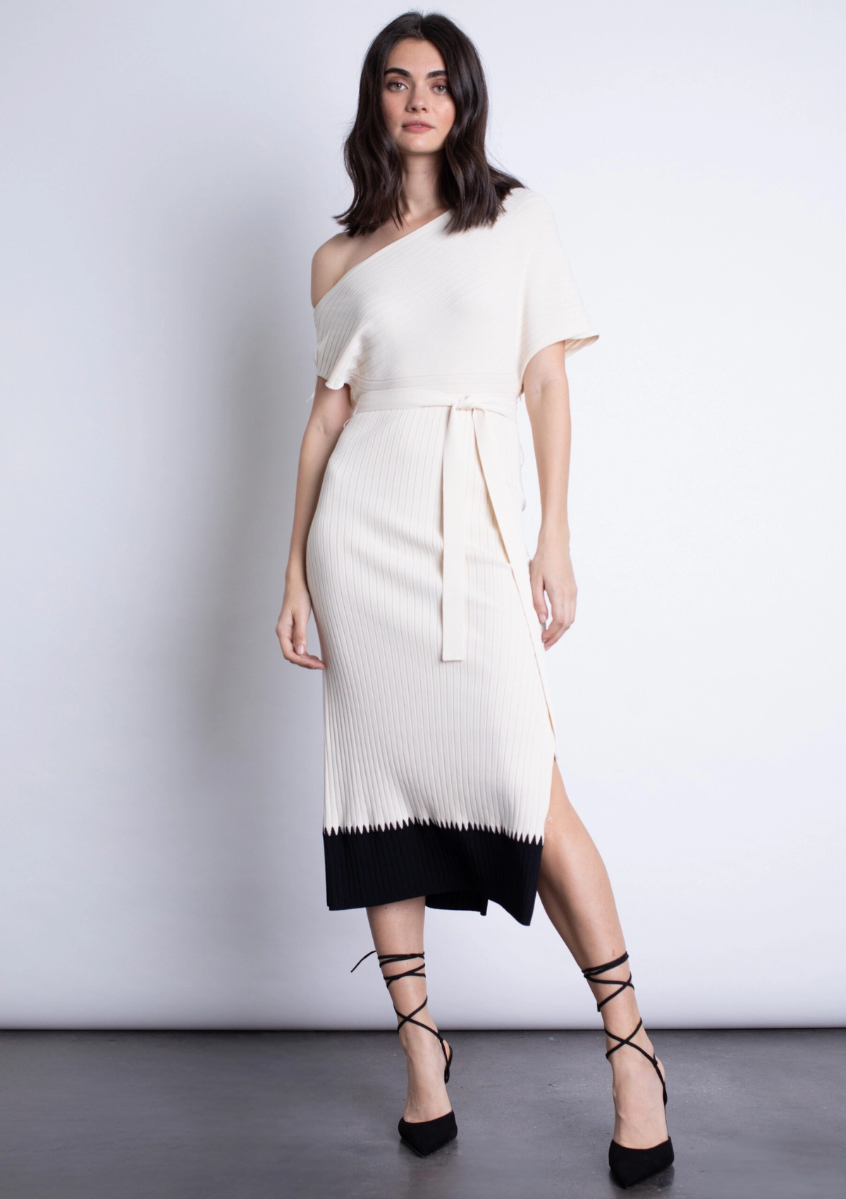 Amber Knit Midi Dress - Winter White Premium Quality