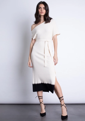 Amber Knit Midi Dress - Winter White Fall Outfit