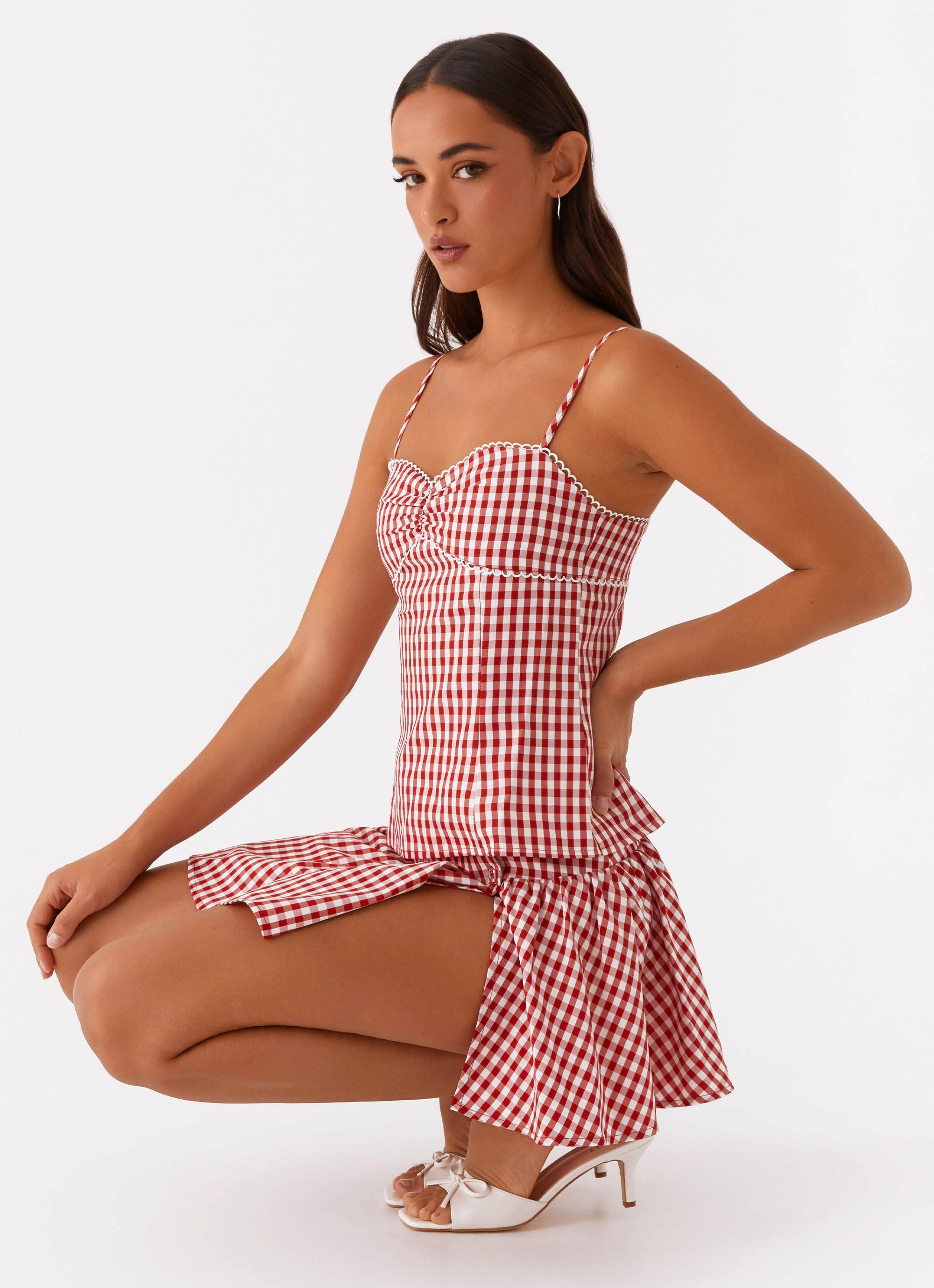 Sustainable Manufacturing Process Reinforced Elbow Patches Bellamy Top - Red Gingham