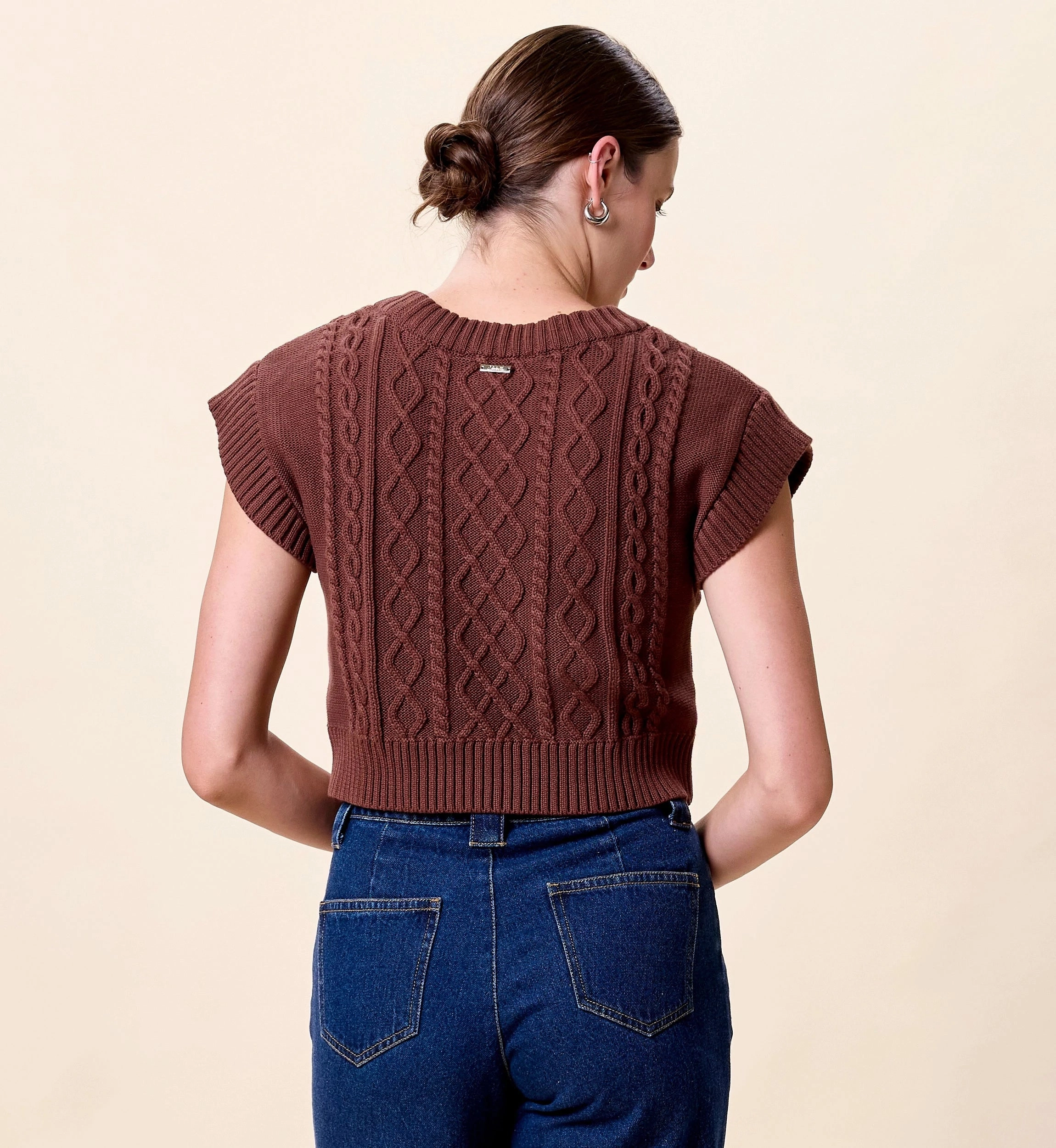 Gigi Sweater | Cocoa Reflective Accent Stripes