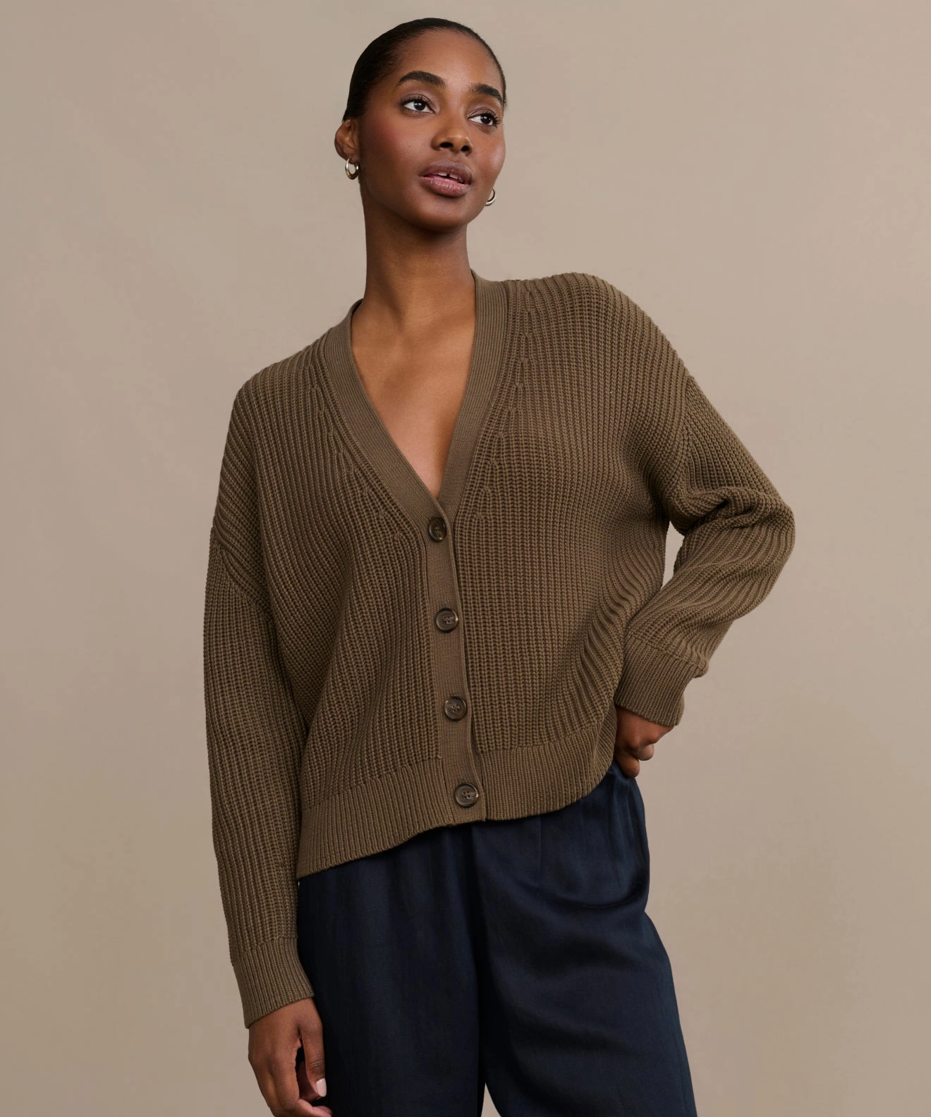 AirflowOptimized Pattern Hypoallergenic Fibers Cropped Cotton Cocoon Cardigan