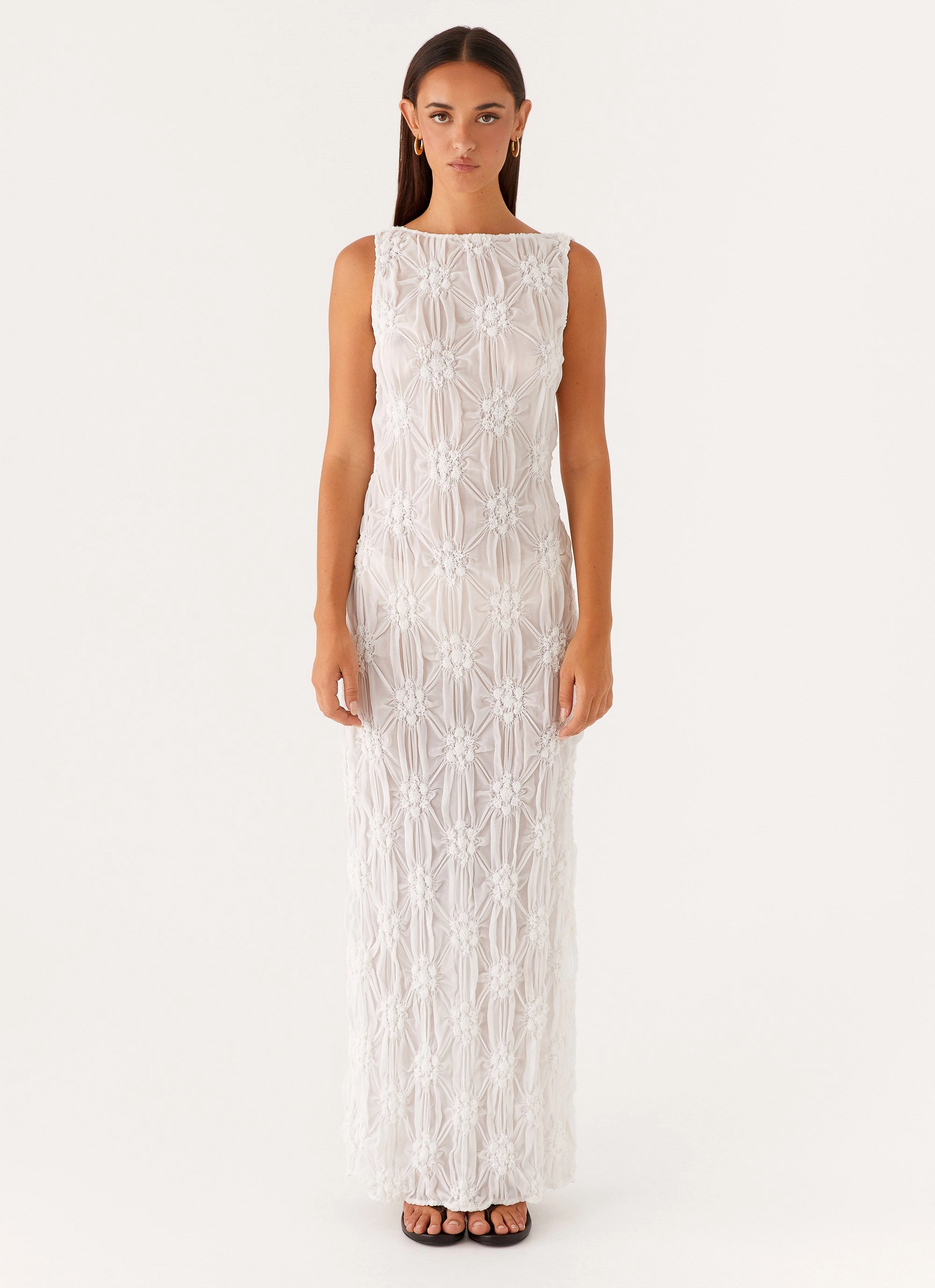 Feminine Design Comfy and Elegant Briar Backless Maxi Dress - Ivory