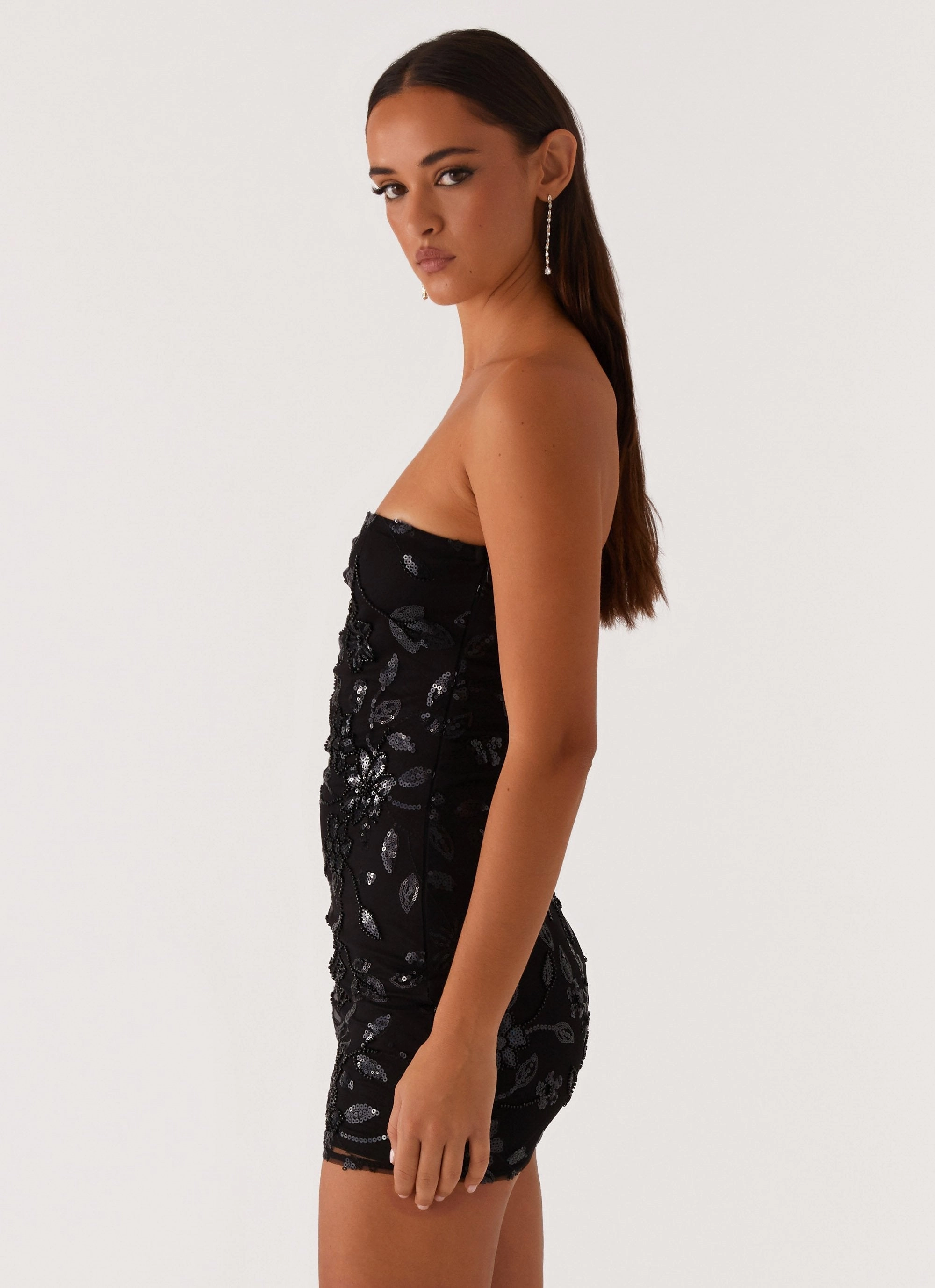 Moorey Beaded Mini Dress - Black Low Key Soft Appearance